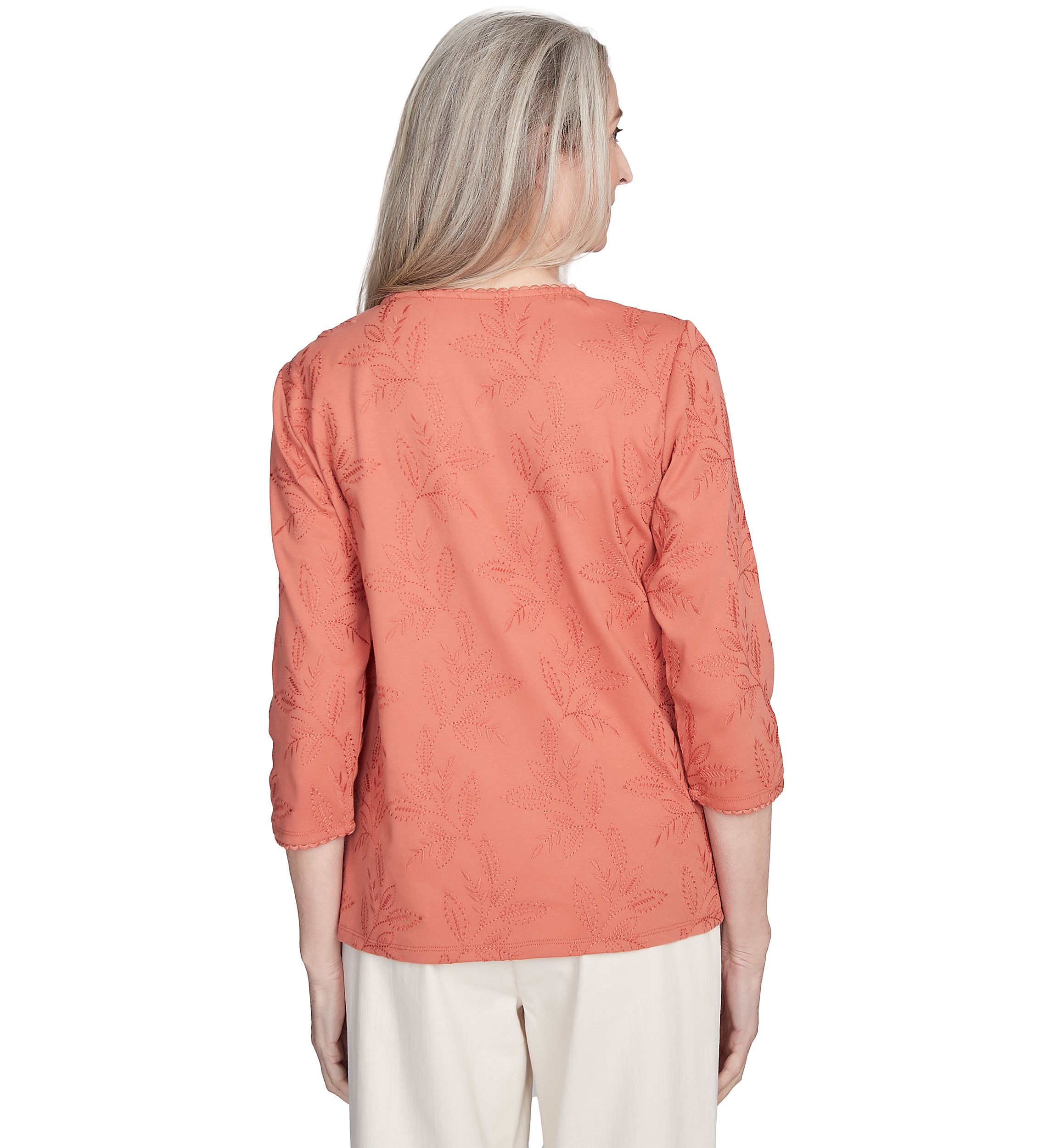 Womens Natural Instinct All Over Leaf Embroidery Top