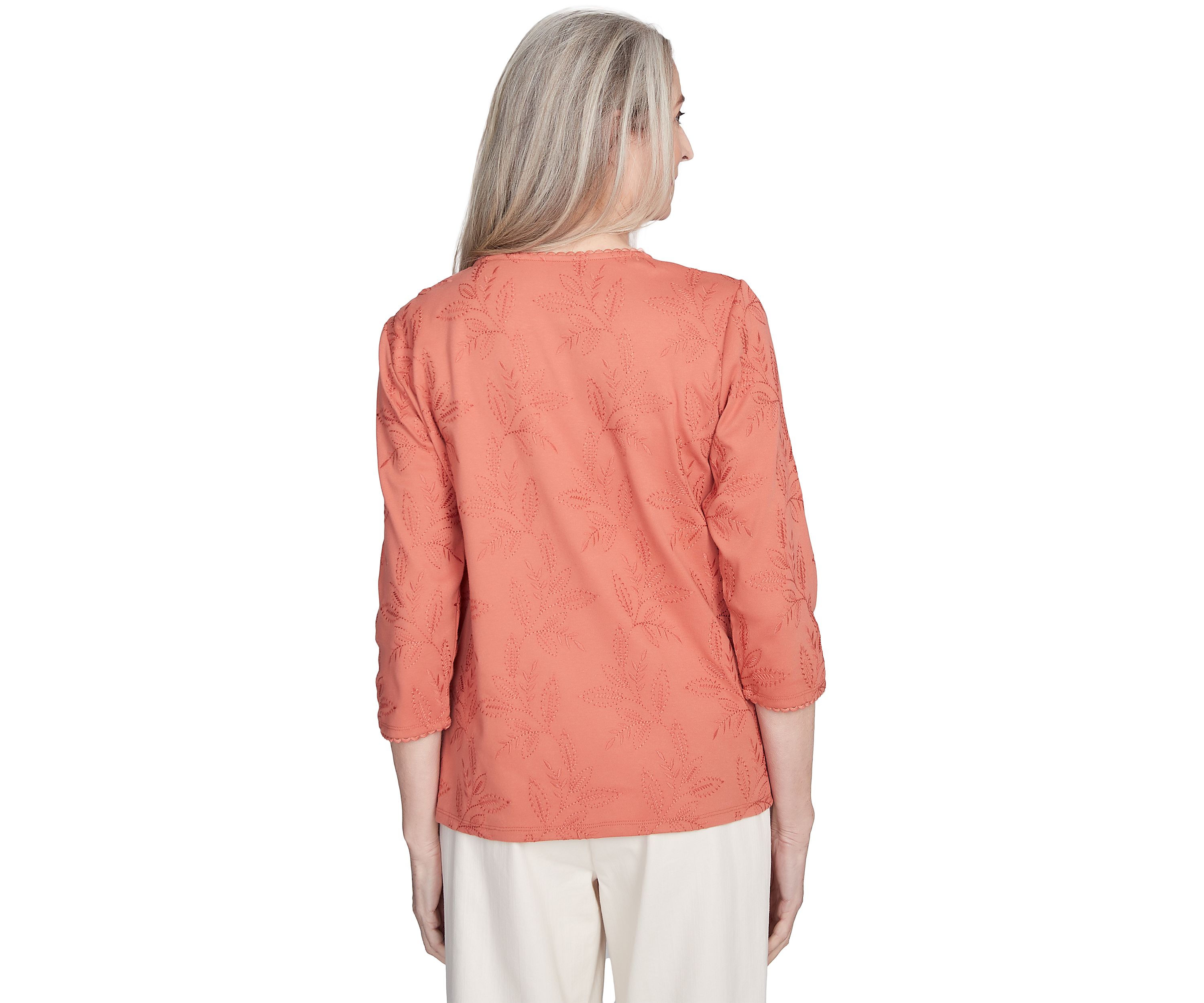 Womens Natural Instinct All Over Leaf Embroidery Top