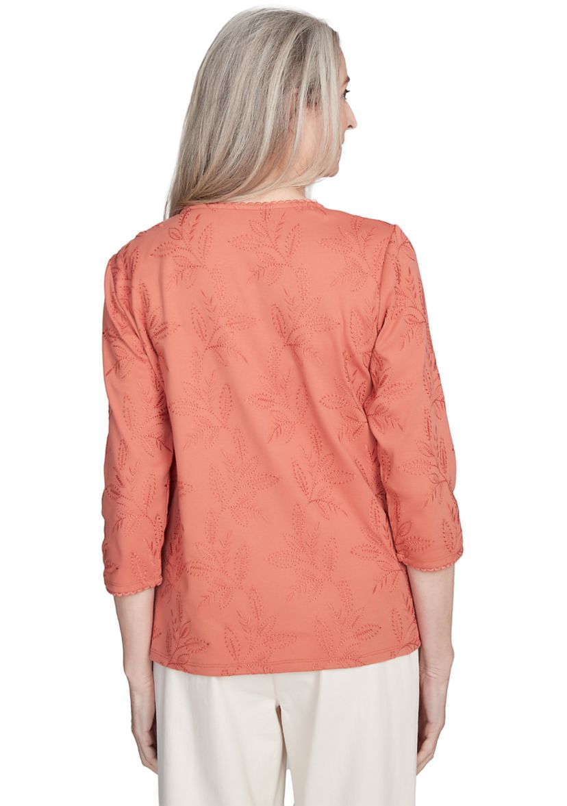 Womens Natural Instinct All Over Leaf Embroidery Top