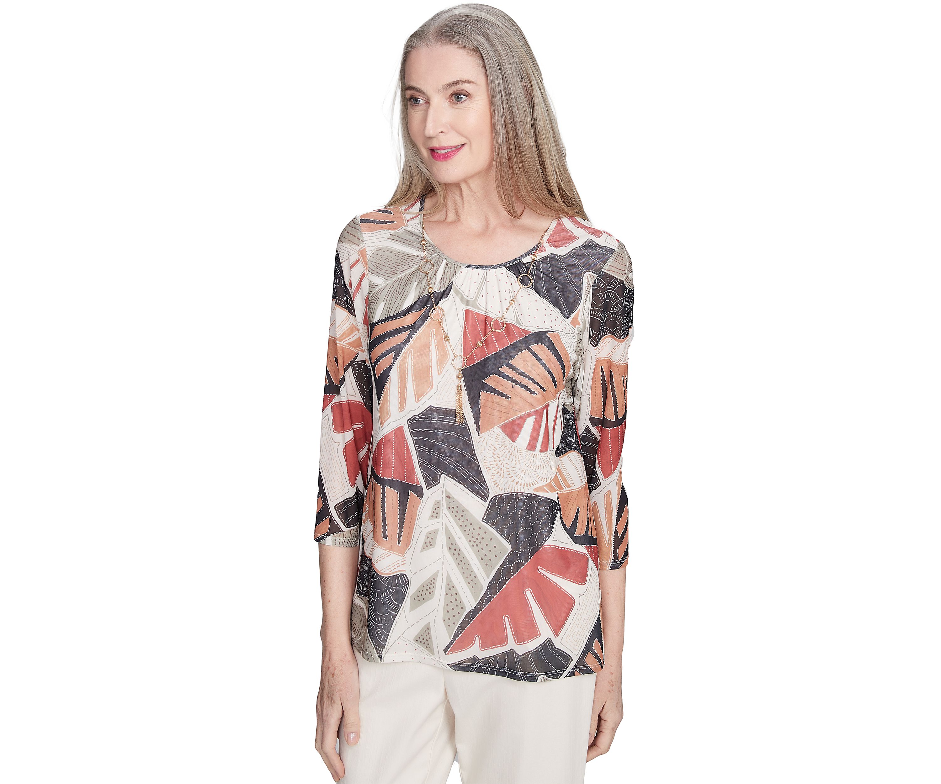Womens Natural Instinct Tropical Mesh Top