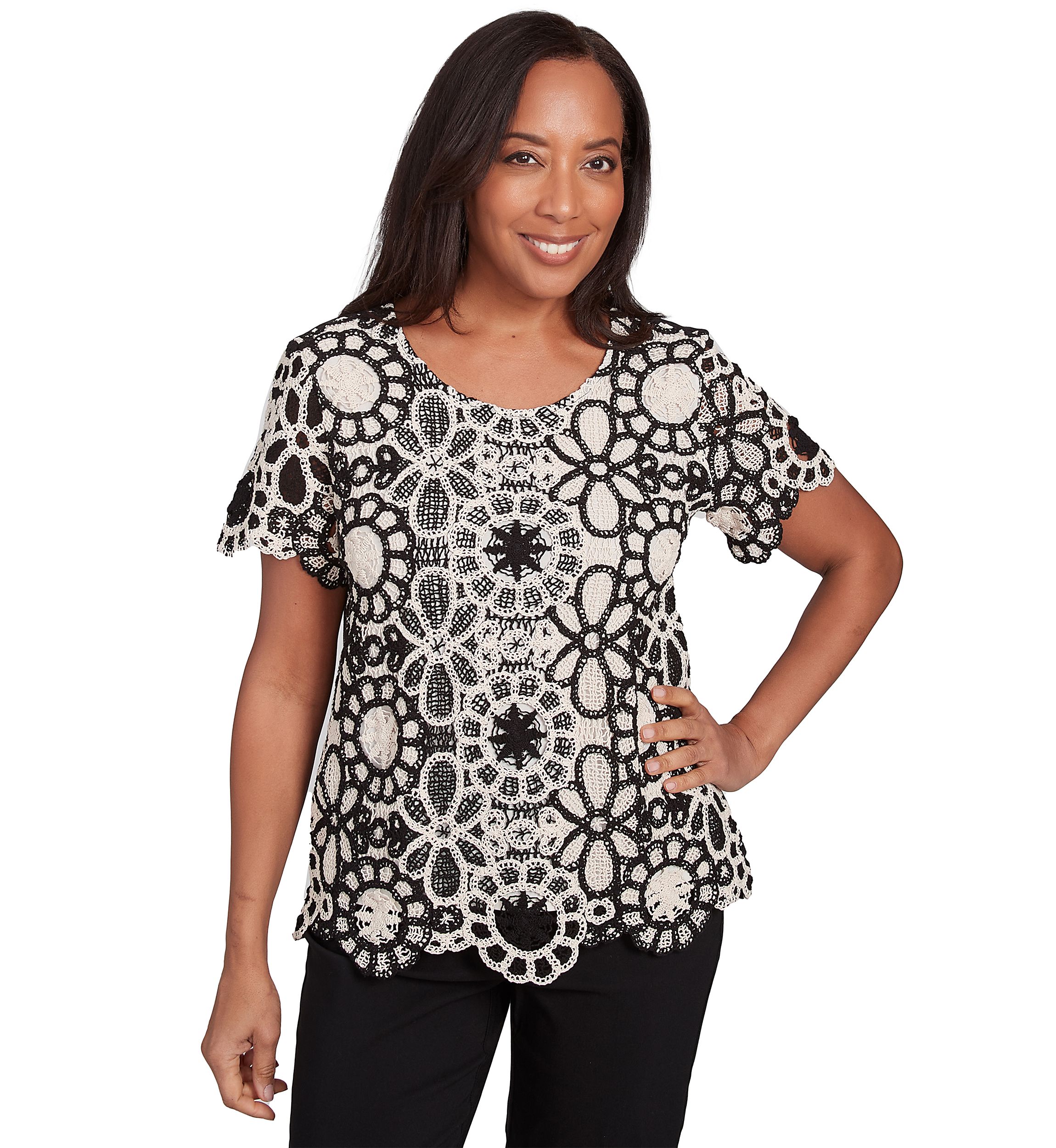 Womens Natural Instinct Crochet Flowers Top