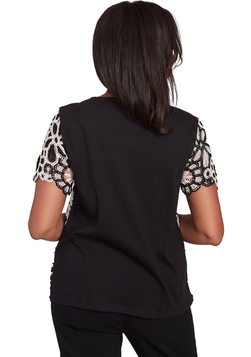 Womens Natural Instinct Crochet Flowers Top