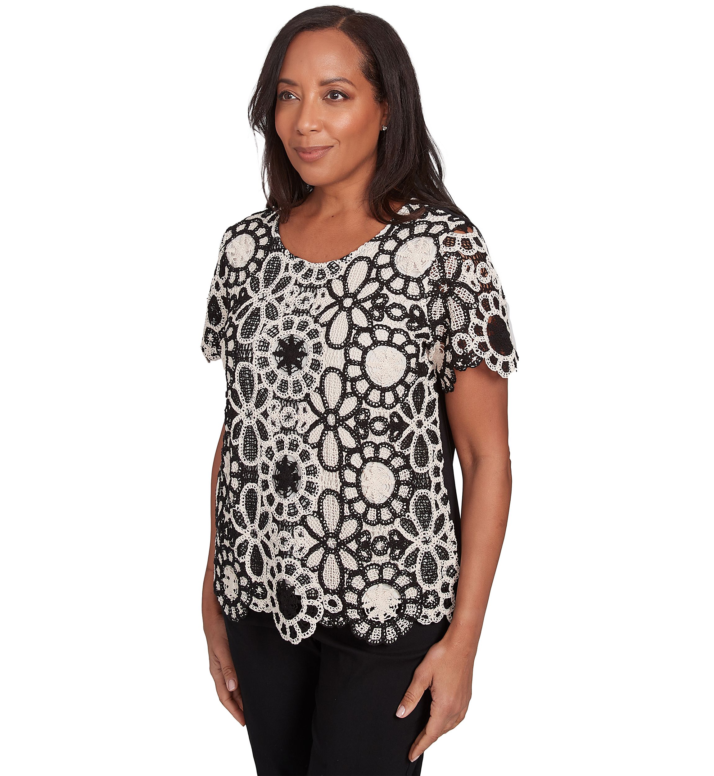Womens Natural Instinct Crochet Flowers Top