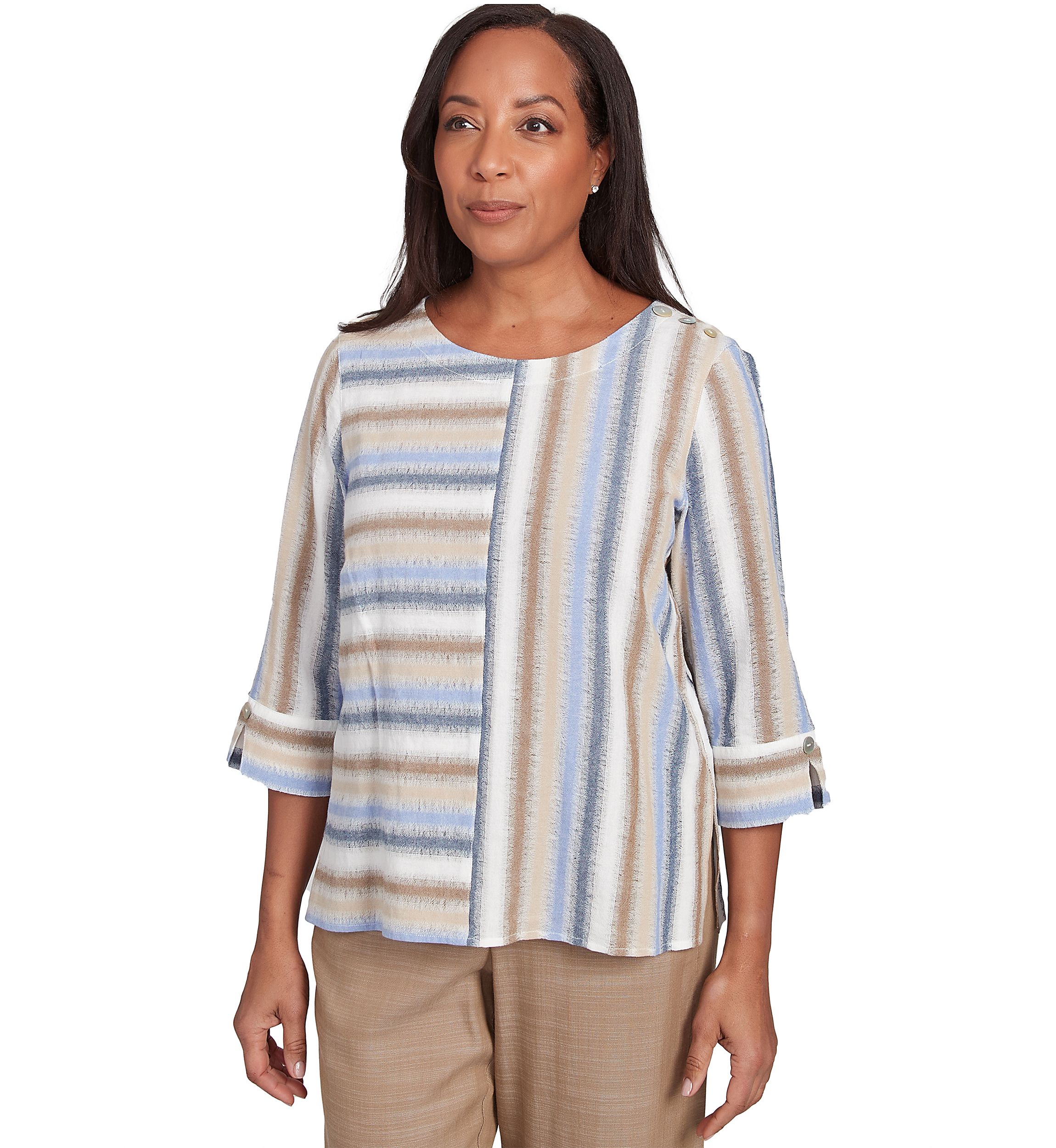 Womens Summer Solstice Spliced Stripe Top
