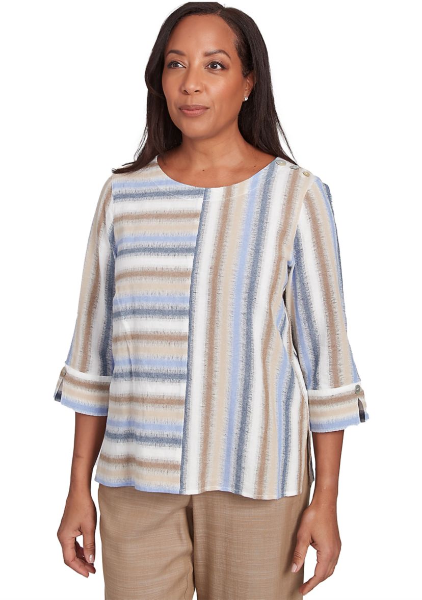 Womens Summer Solstice Spliced Stripe Top