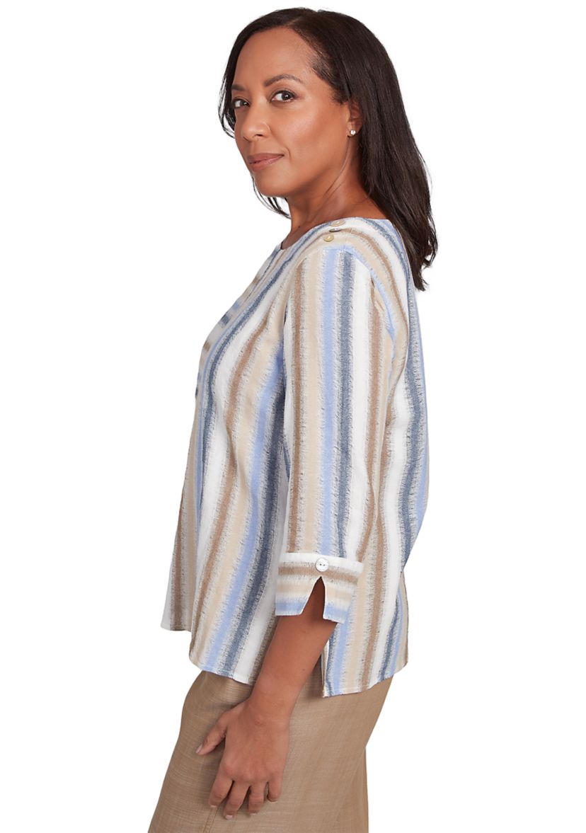 Womens Summer Solstice Spliced Stripe Top