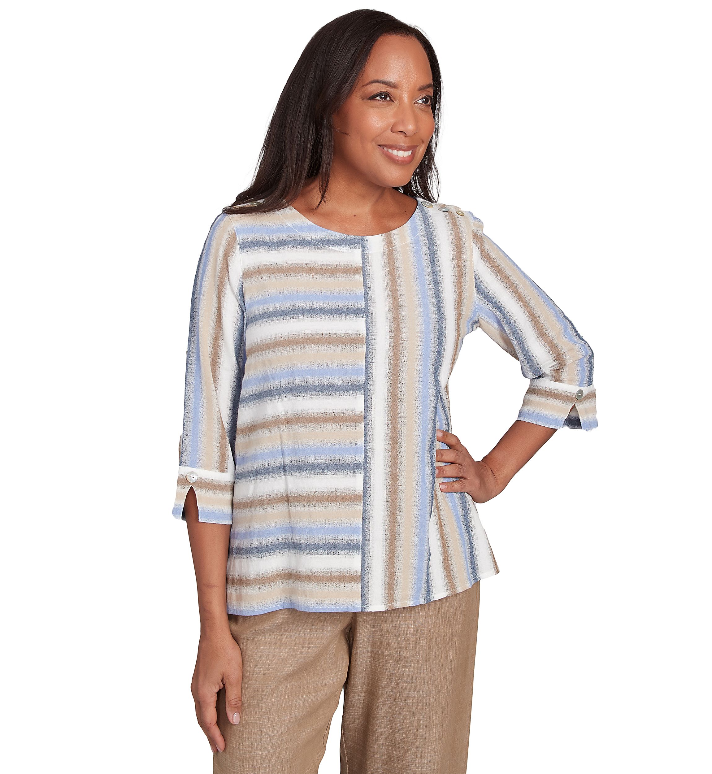 Womens Summer Solstice Spliced Stripe Top