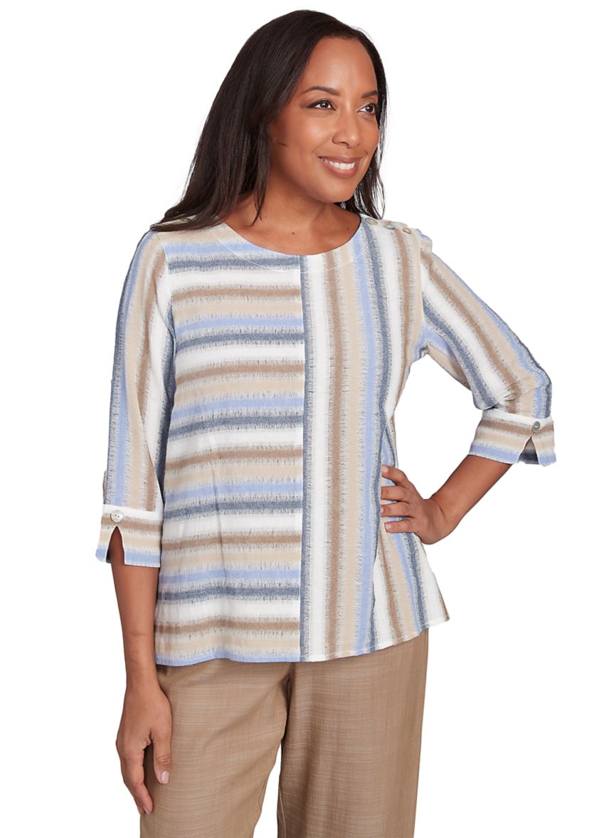 Womens Summer Solstice Spliced Stripe Top