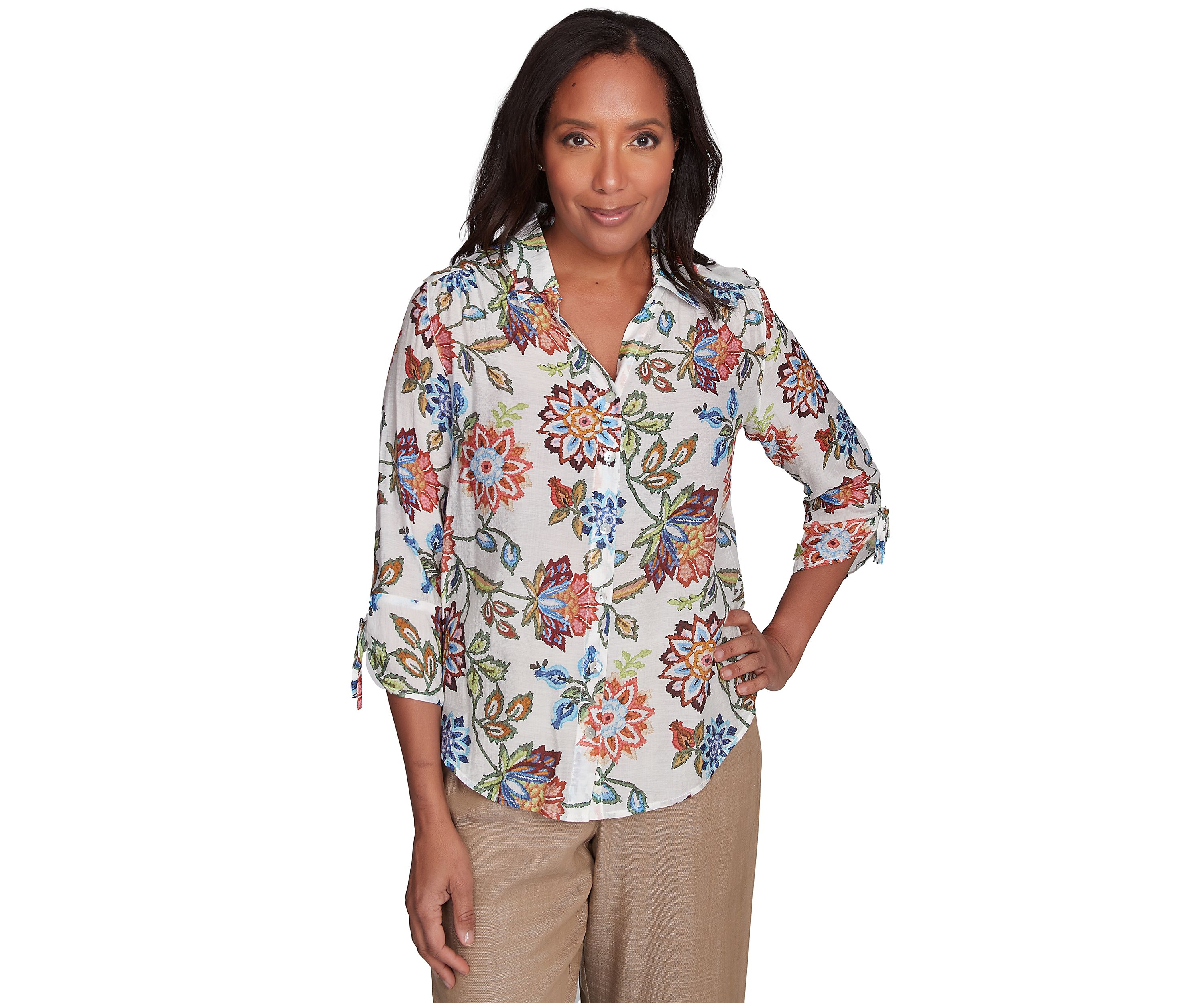Womens Summer Solstice Batik Floral Printed Top