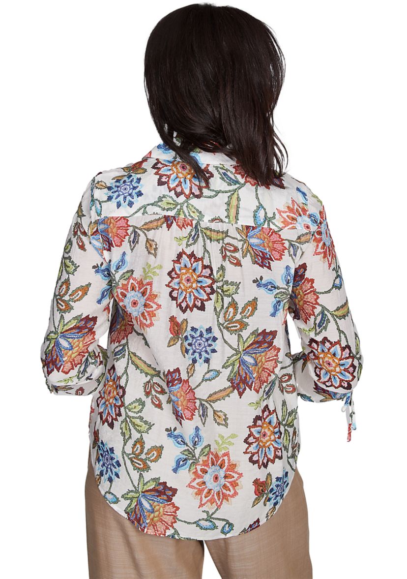 Womens Summer Solstice Batik Floral Printed Top