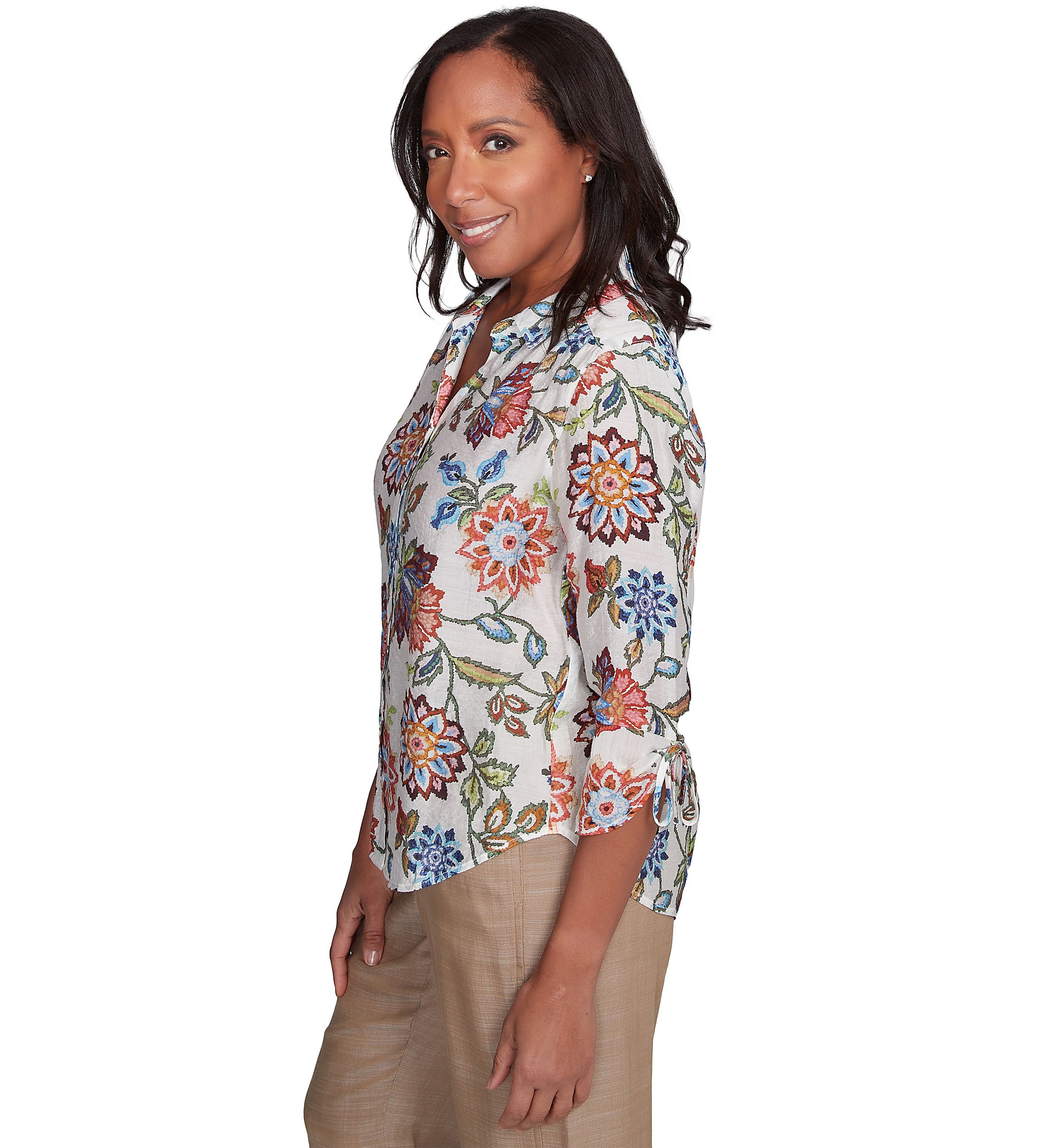 Womens Summer Solstice Batik Floral Printed Top