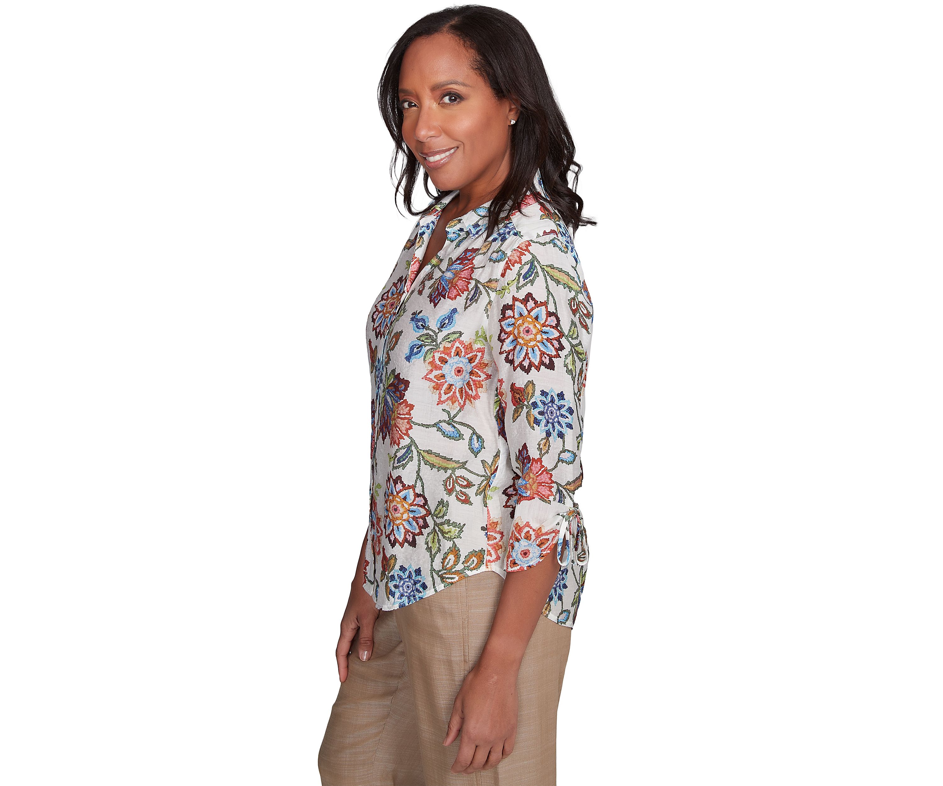Womens Summer Solstice Batik Floral Printed Top