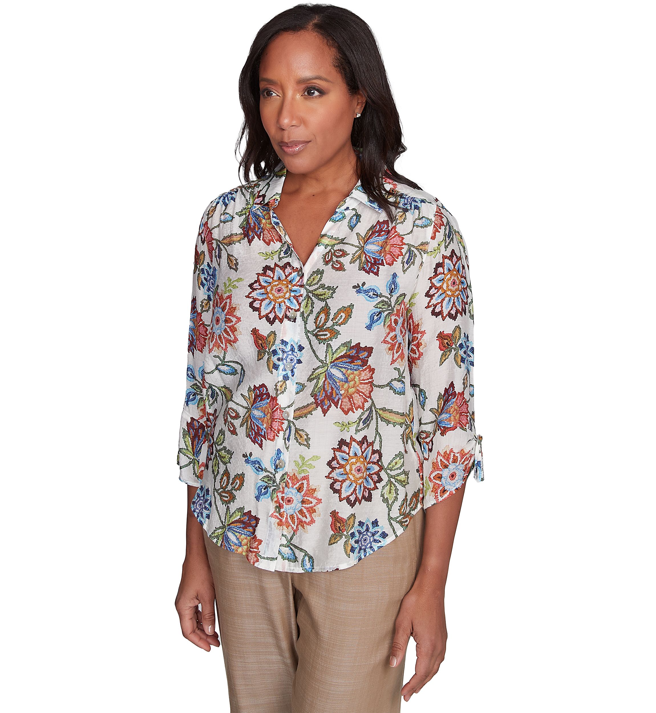 Womens Summer Solstice Batik Floral Printed Top