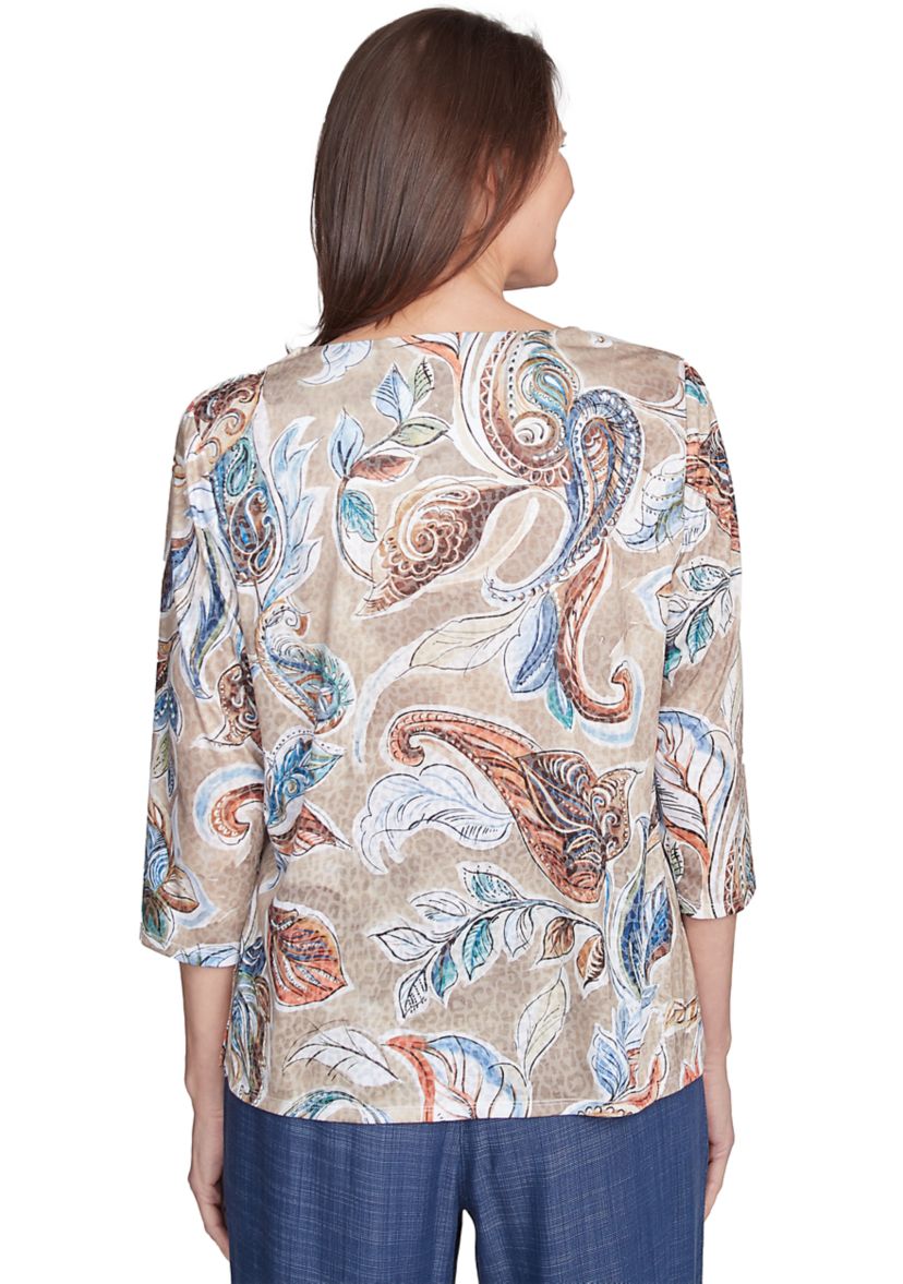 Womens Summer Solstice Paisley Printed Top