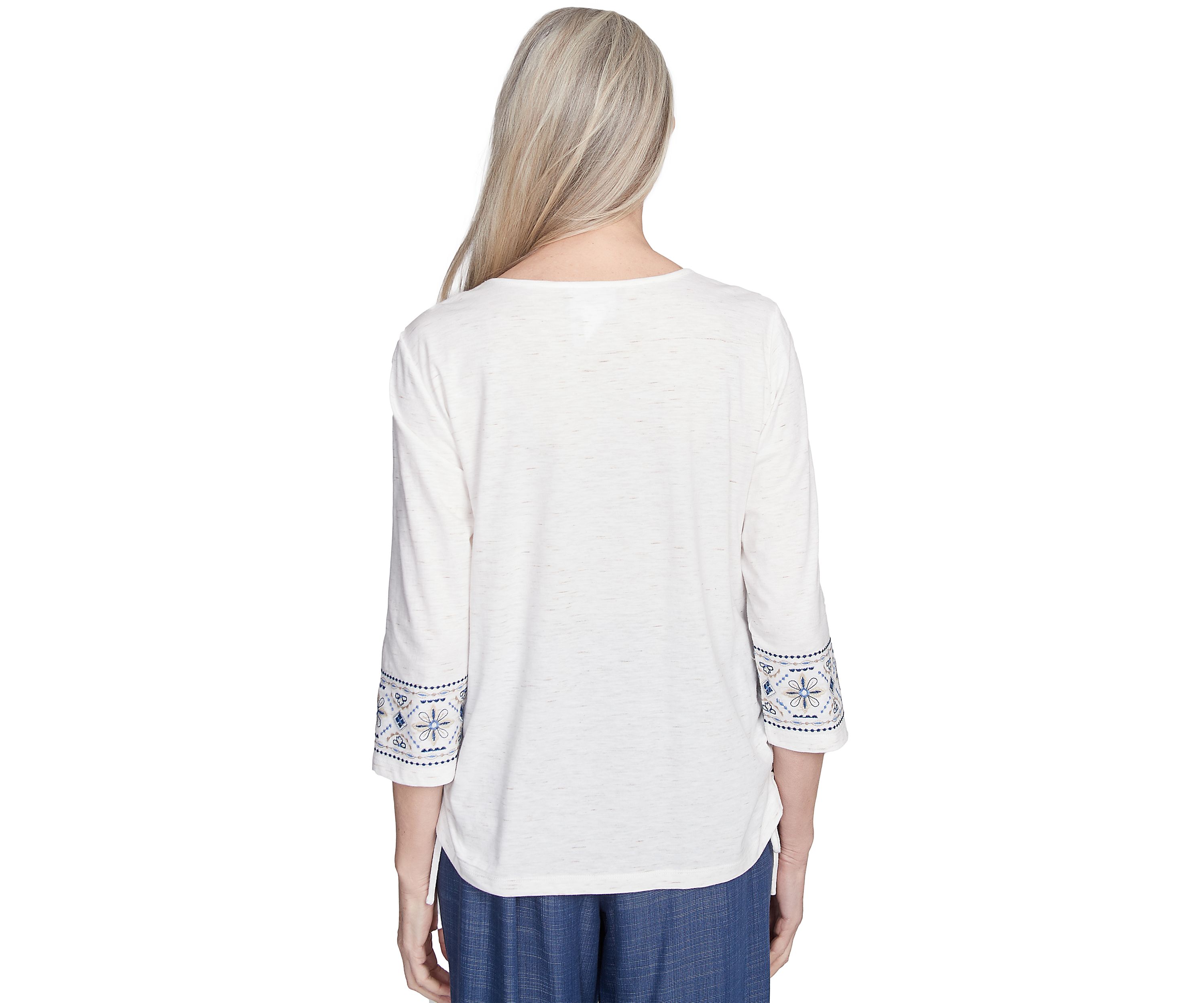 Womens Summer Solstice Embroidered Linear Yoke Top