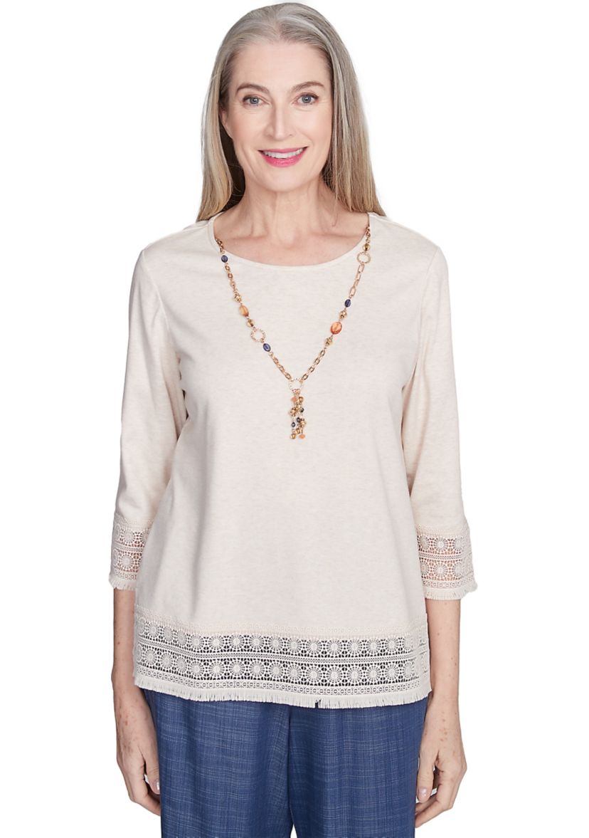 Womens Summer Solstice Lace Trimmed Top