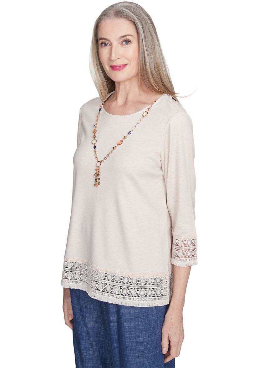 Womens Summer Solstice Lace Trimmed Top