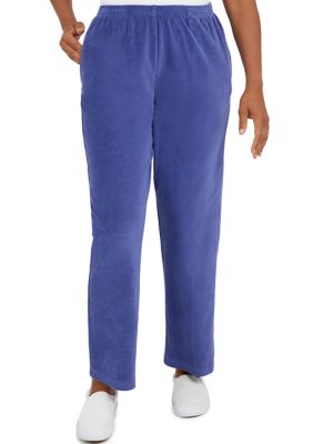 Women's Velour Pull-On Straight Leg Average Length Pants