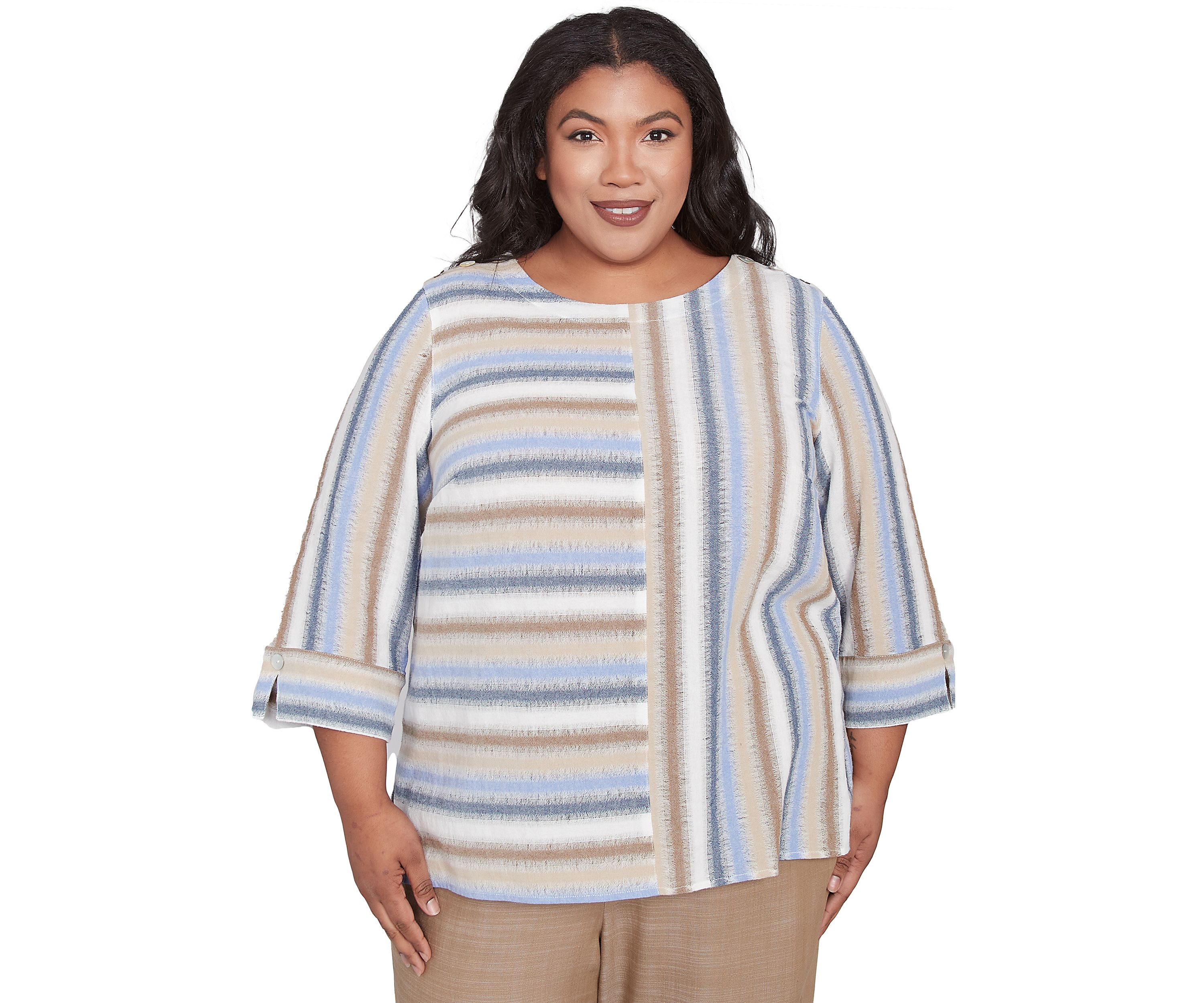 Plus Size Summer Solstice Spliced Stripe Top