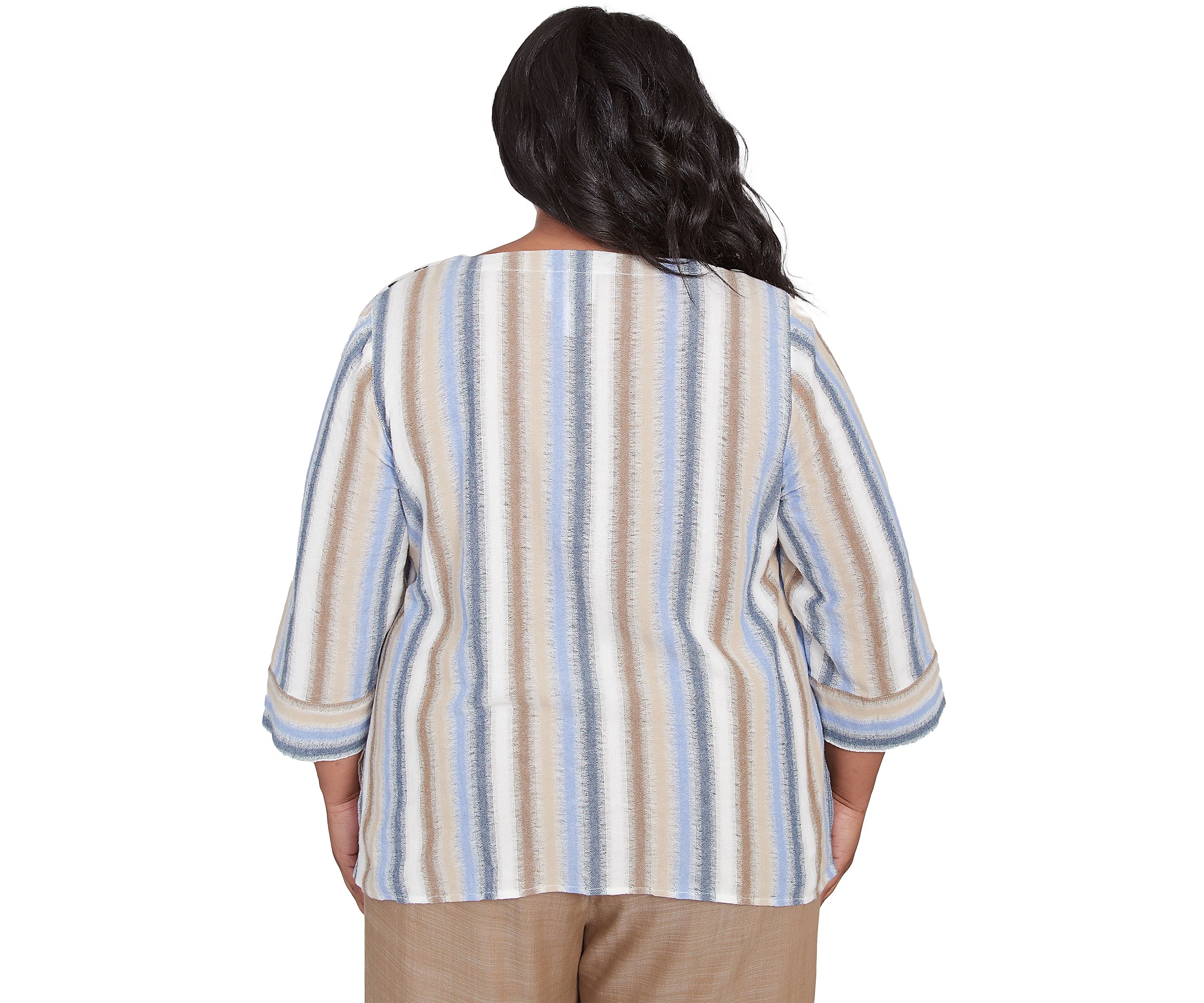 Plus Size Summer Solstice Spliced Stripe Top