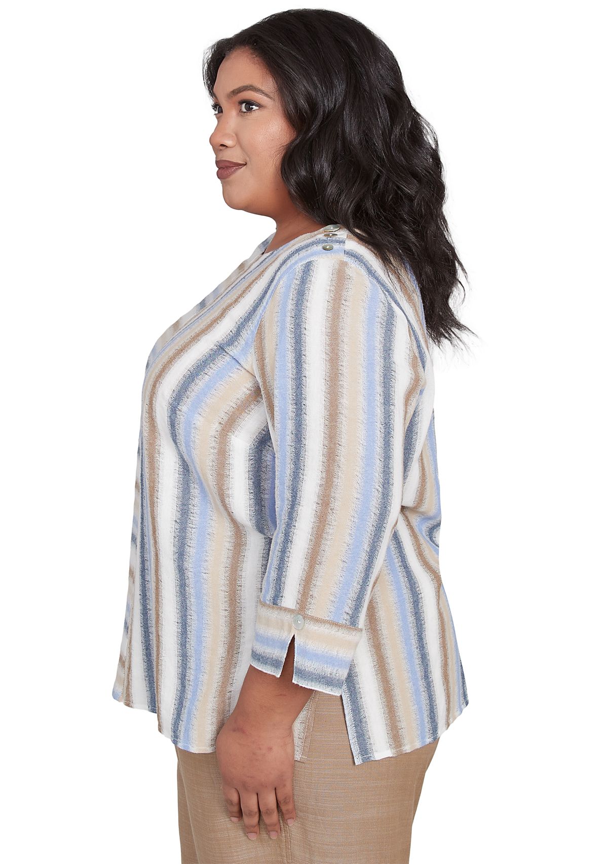 Plus Size Summer Solstice Spliced Stripe Top