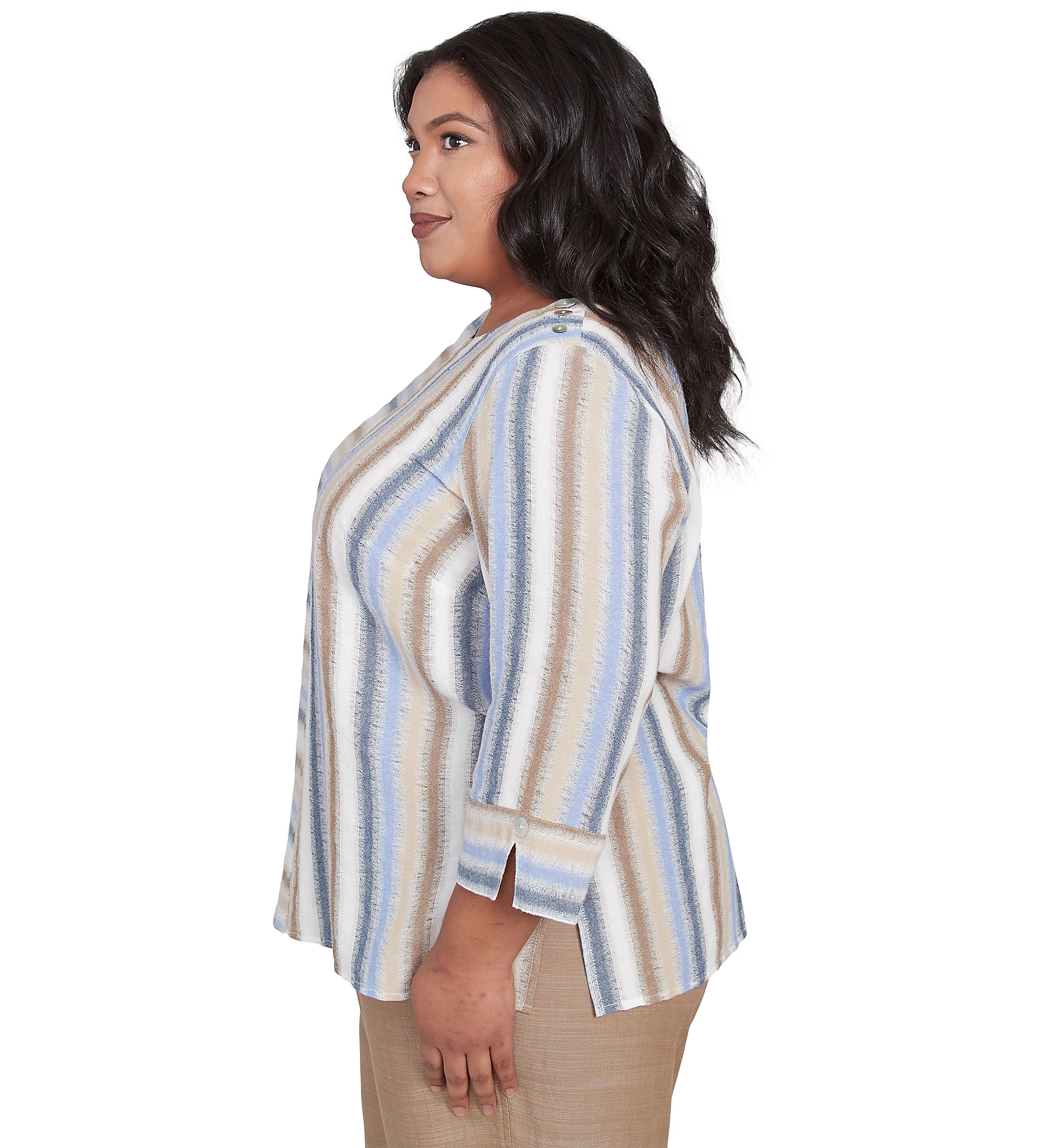 Plus Size Summer Solstice Spliced Stripe Top