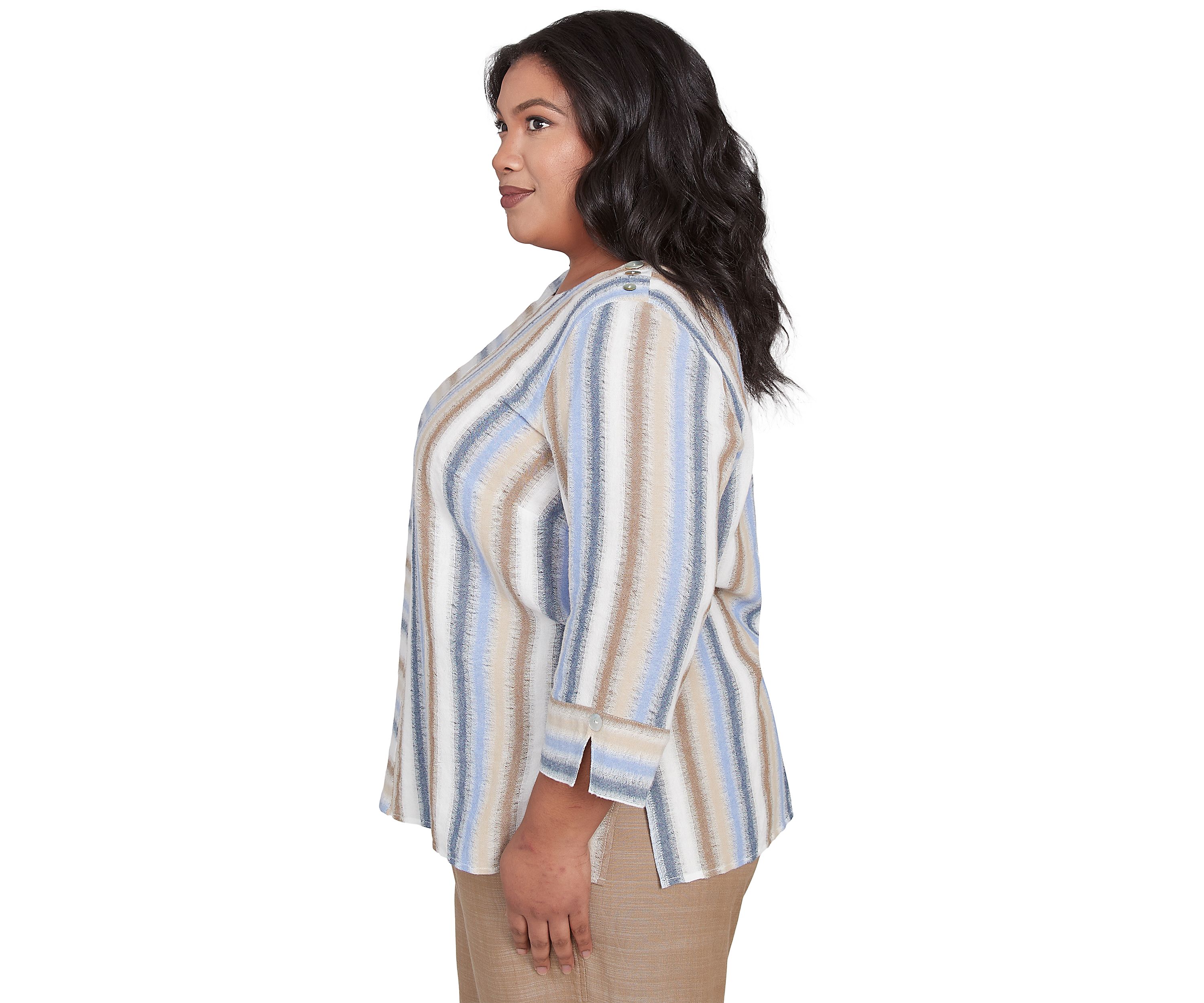 Plus Size Summer Solstice Spliced Stripe Top