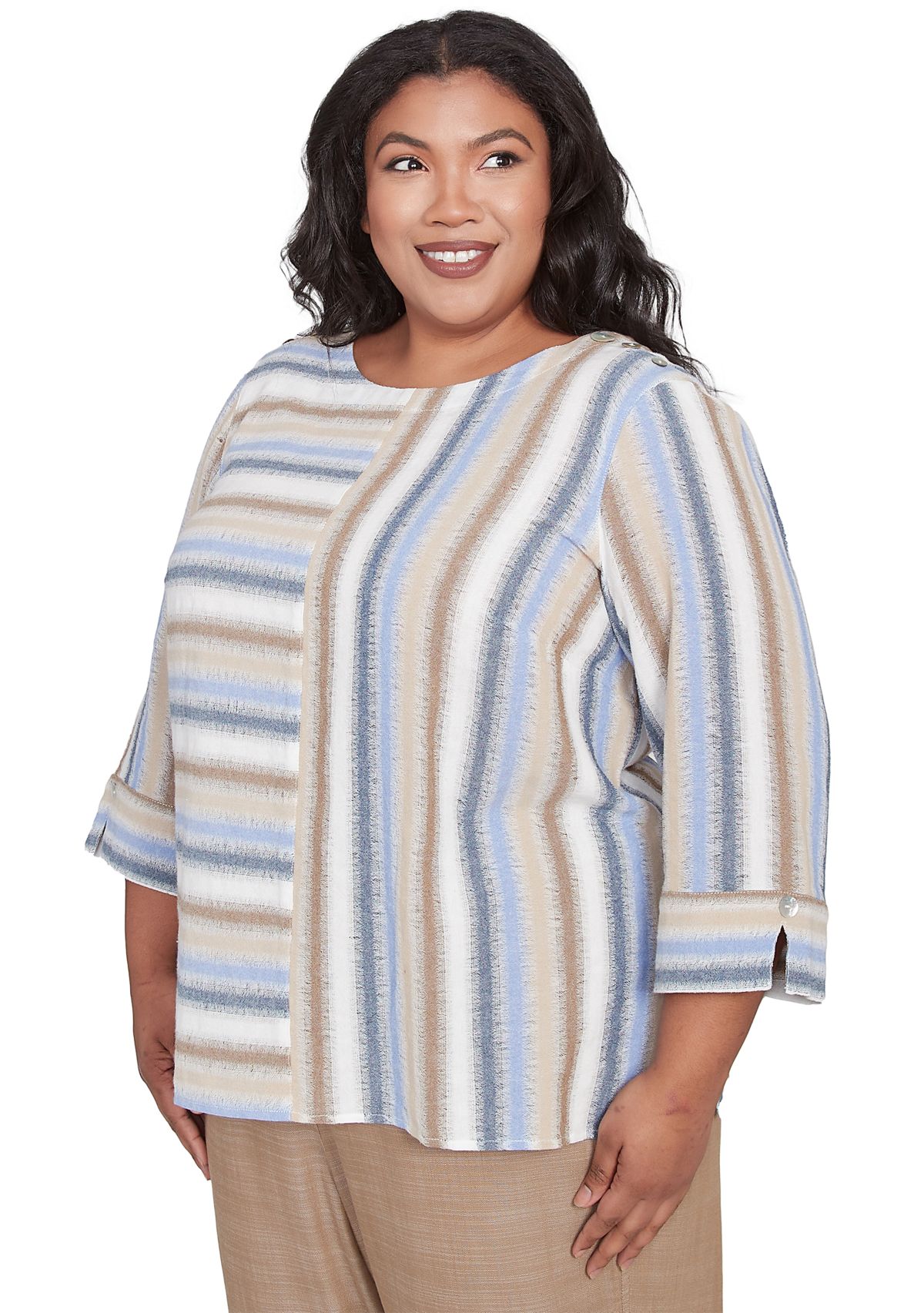 Plus Size Summer Solstice Spliced Stripe Top