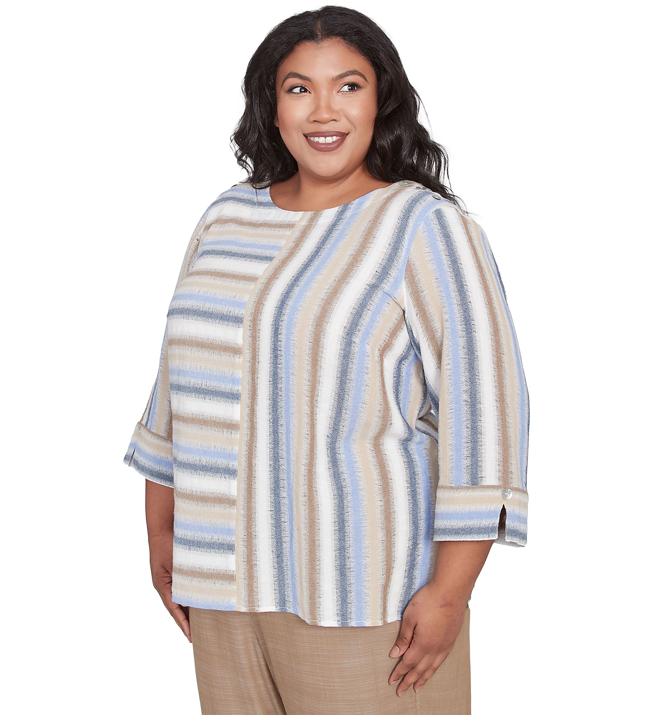 Plus Size Summer Solstice Spliced Stripe Top