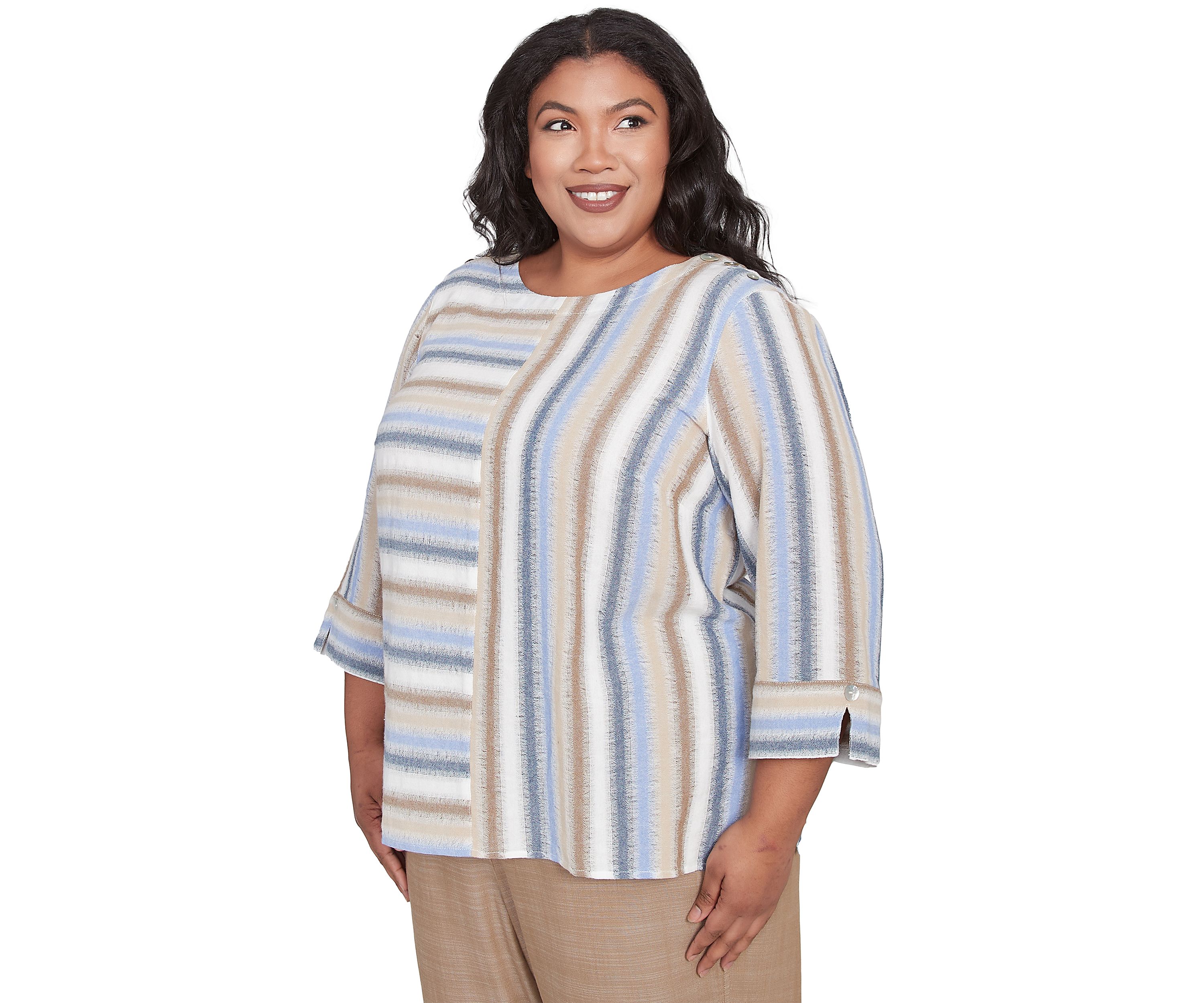 Plus Size Summer Solstice Spliced Stripe Top