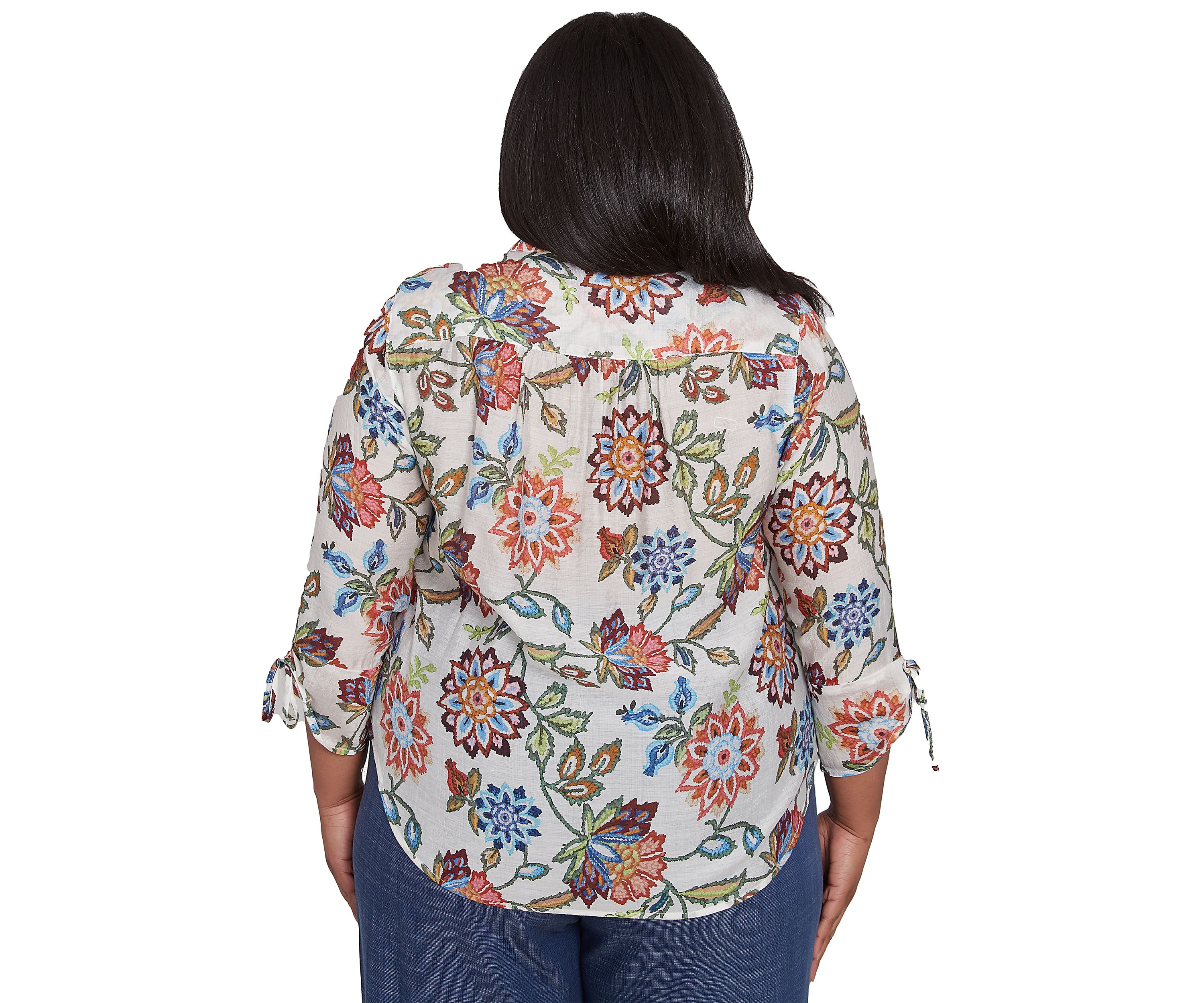 Plus Size Summer Solstice Batik Floral Printed Top