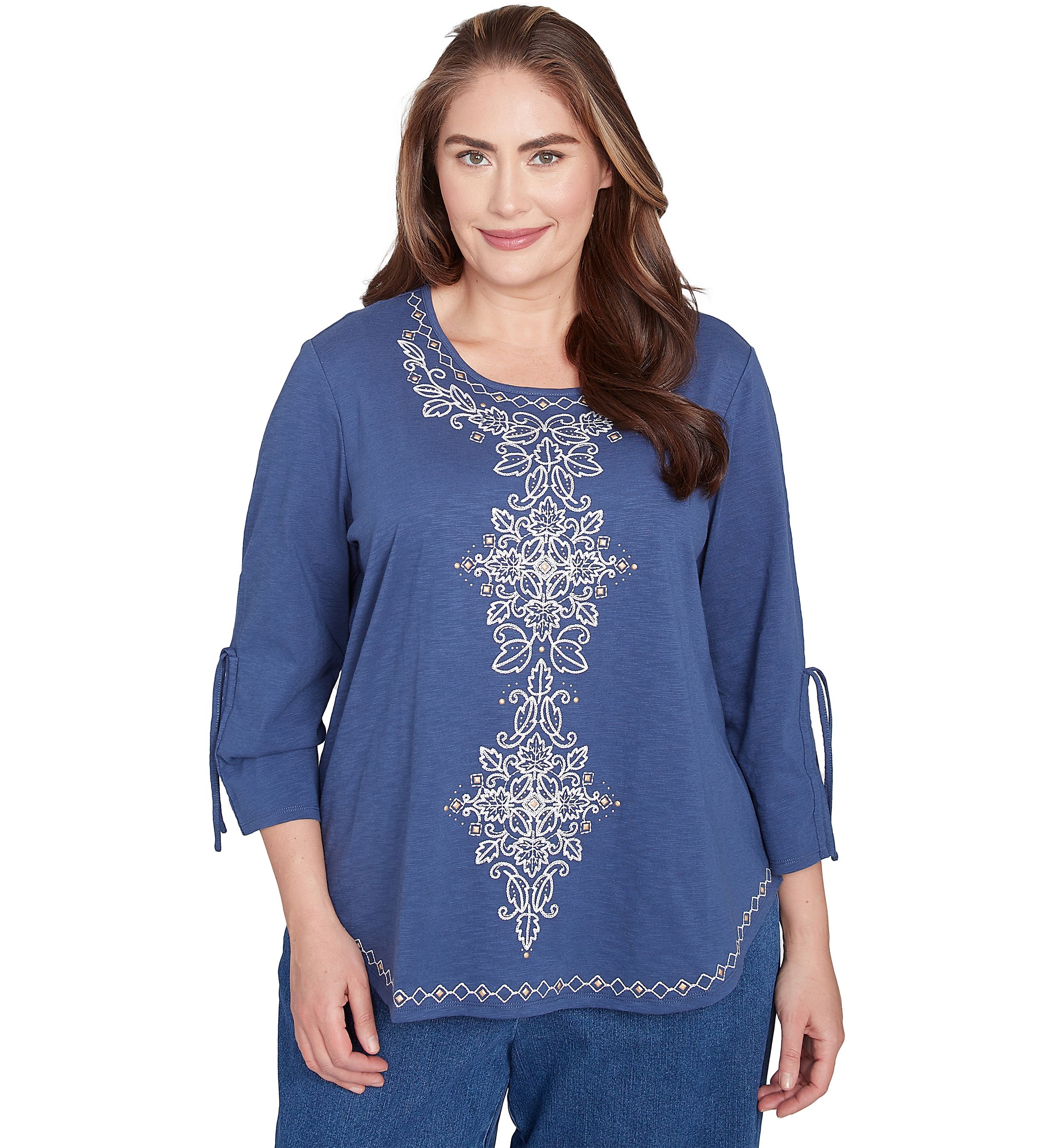Plus Size Summer Solstice Center Embroidery Top