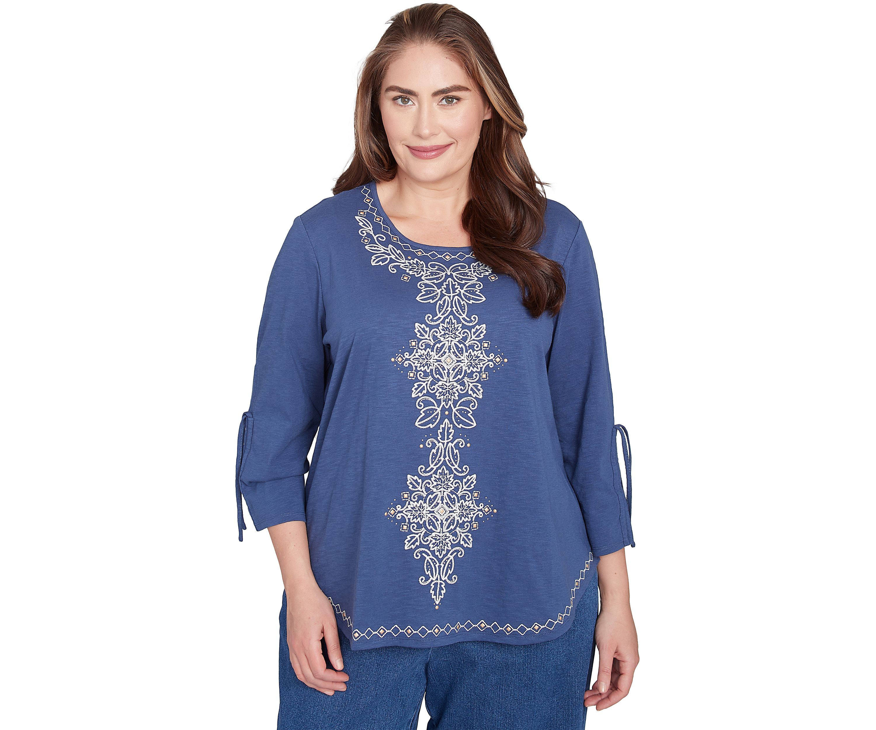 Plus Size Summer Solstice Center Embroidery Top