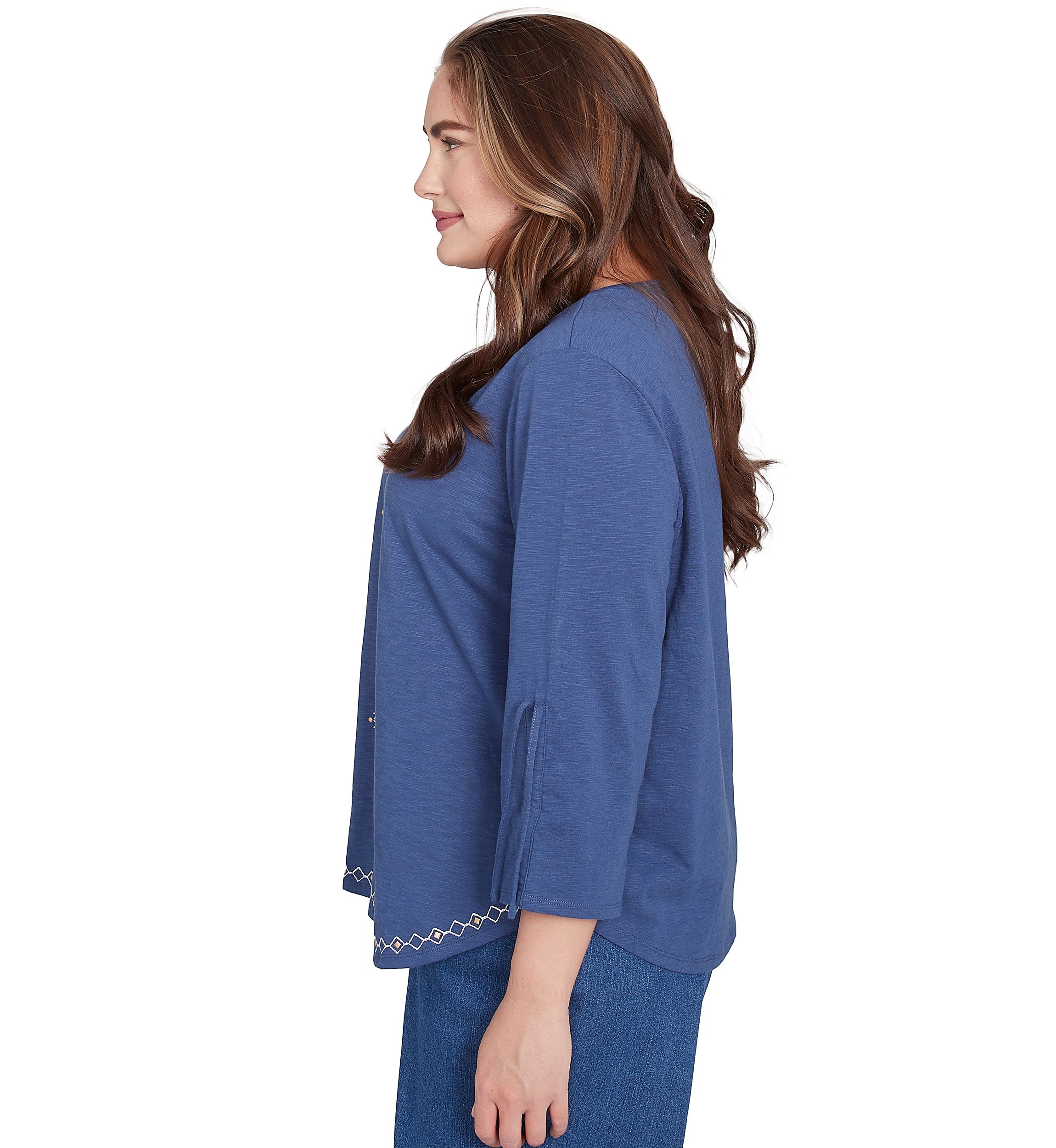 Plus Size Summer Solstice Center Embroidery Top