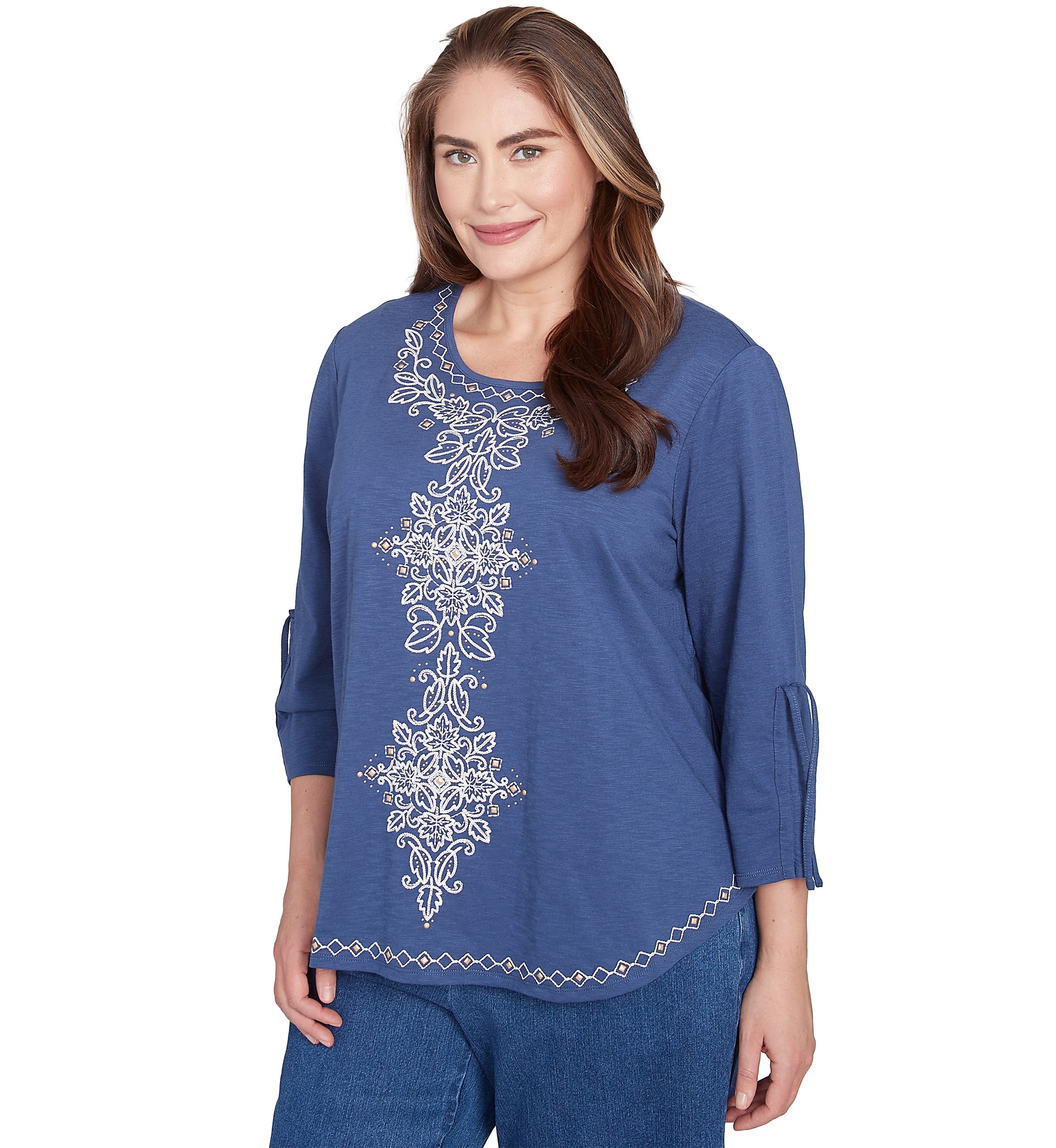Plus Size Summer Solstice Center Embroidery Top