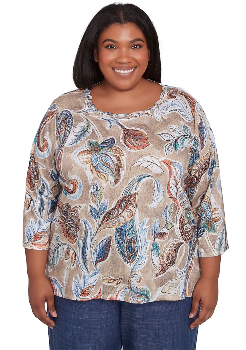 Plus Size Summer Solstice Printed Top