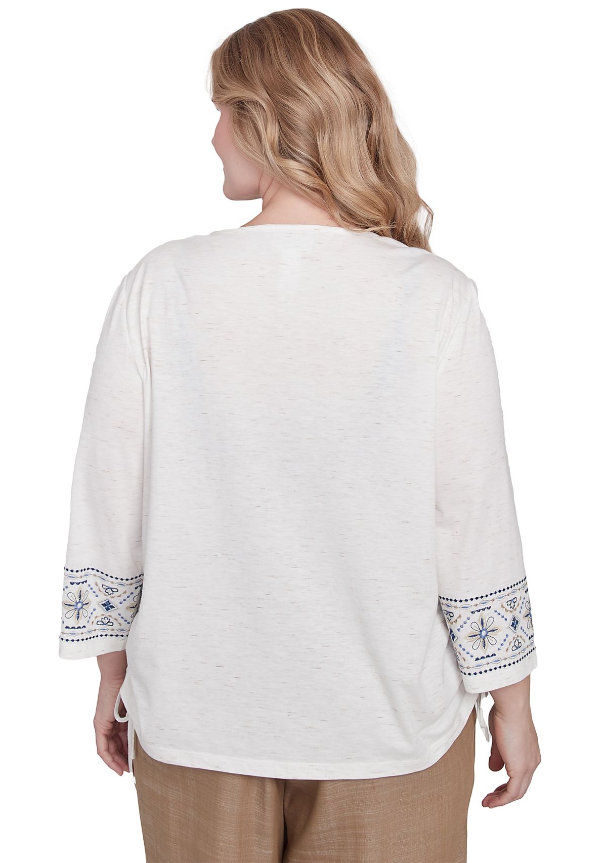 Plus Size Summer Solstice Embroidered Linear Yoke Top