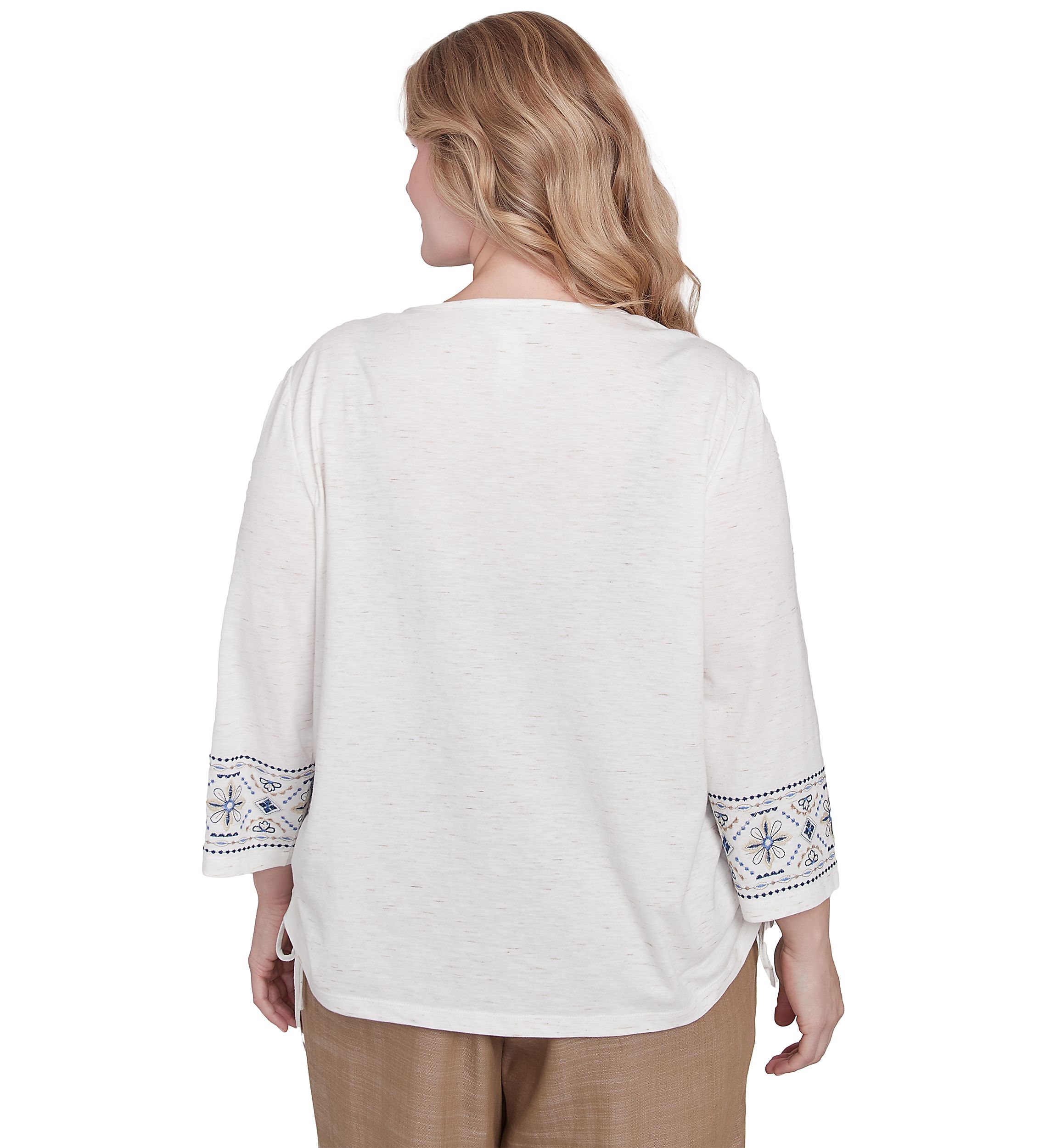 Plus Size Summer Solstice Embroidered Linear Yoke Top