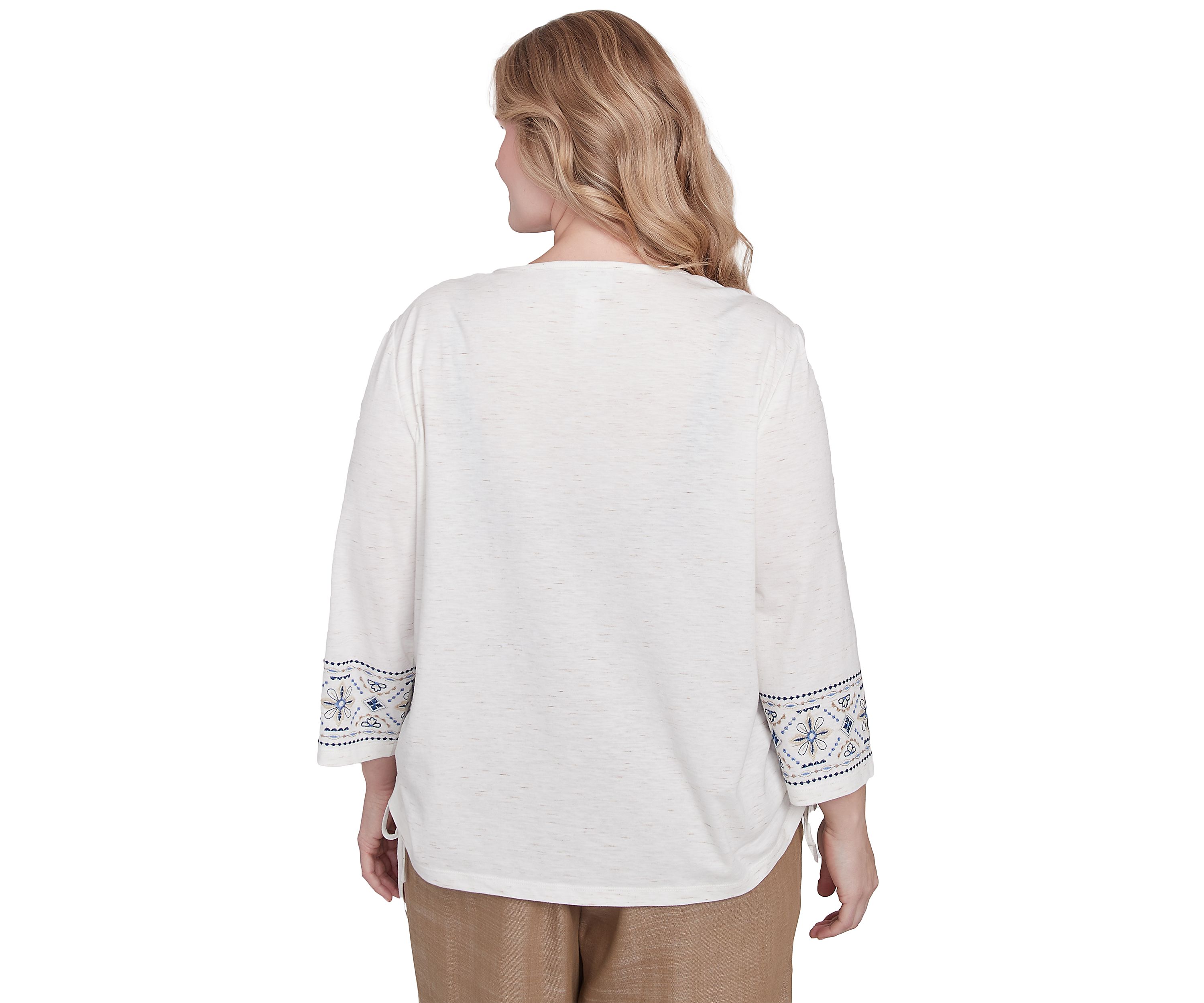 Plus Size Summer Solstice Embroidered Linear Yoke Top