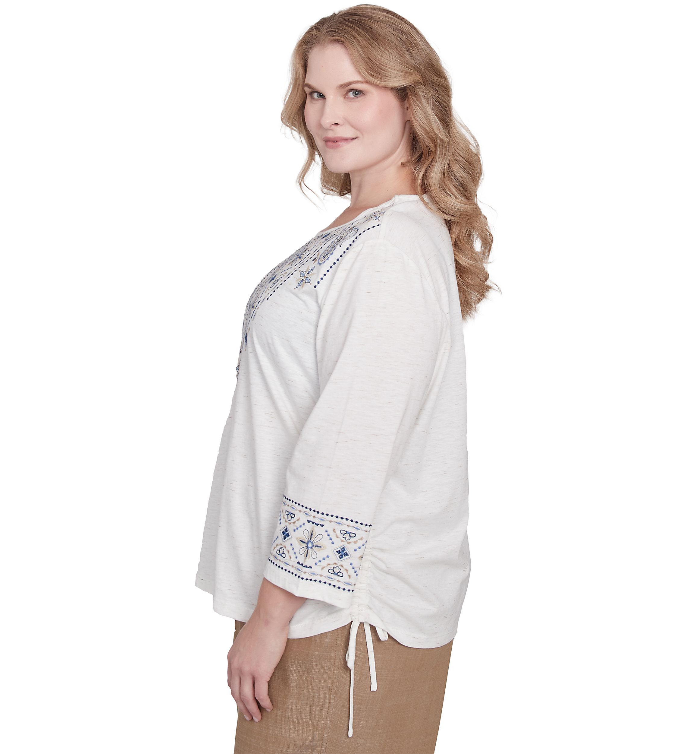 Plus Size Summer Solstice Embroidered Linear Yoke Top