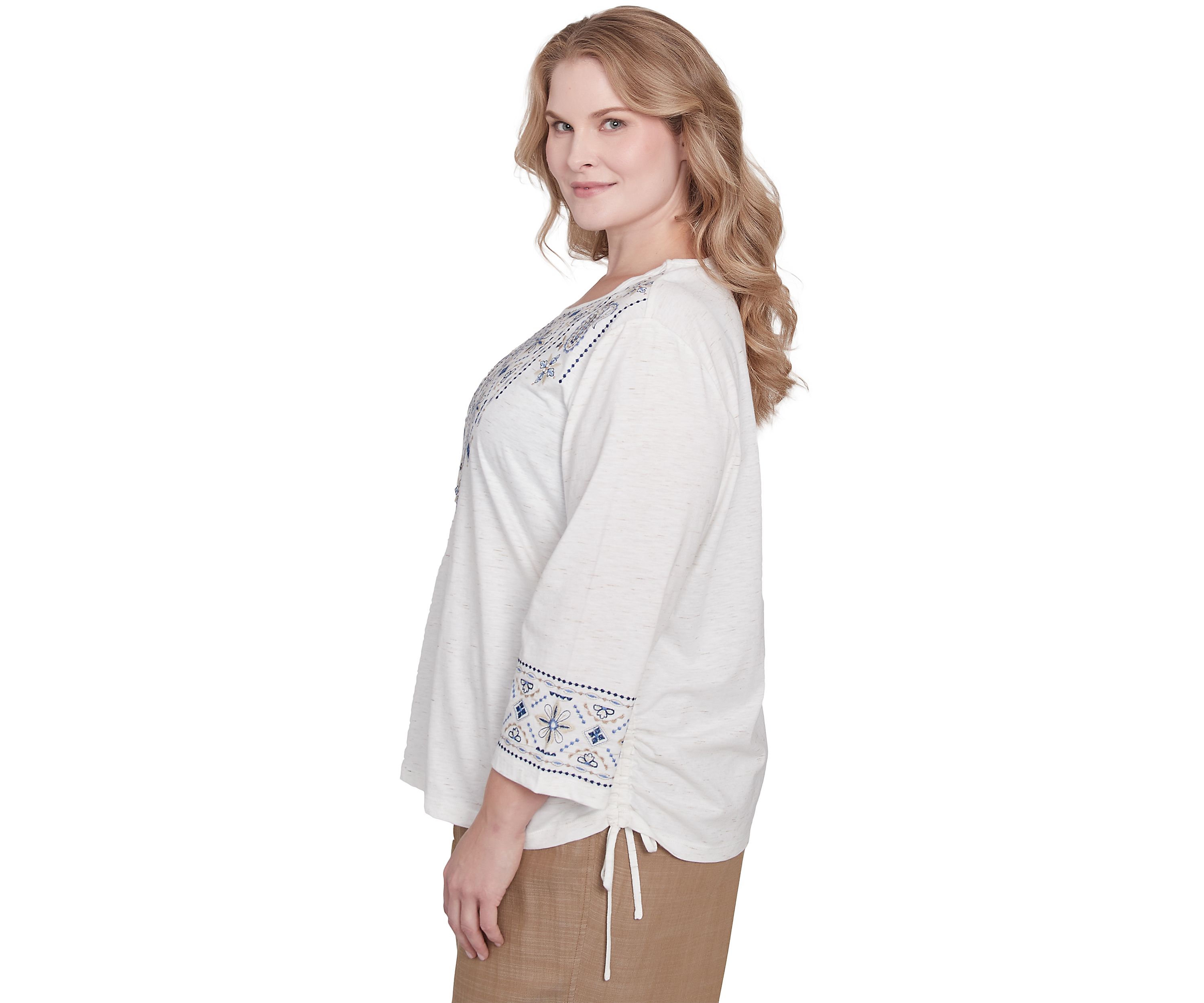 Plus Size Summer Solstice Embroidered Linear Yoke Top