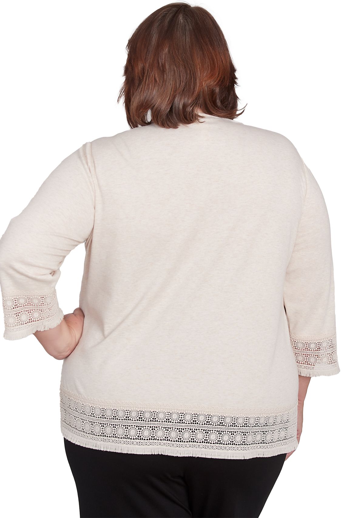 Plus Size Summer Solstice Lace Trimmed Top