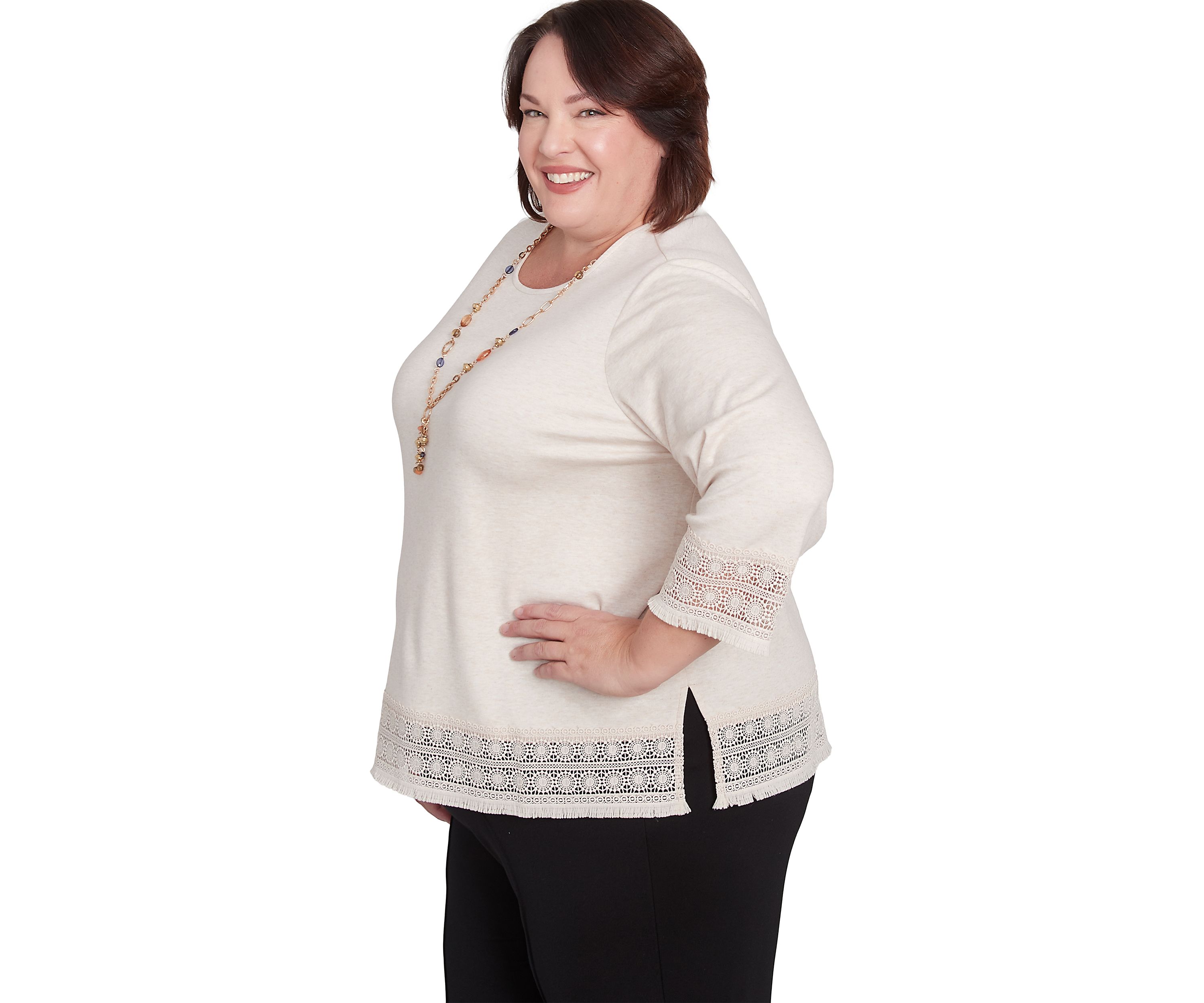 Plus Size Summer Solstice Lace Trimmed Top