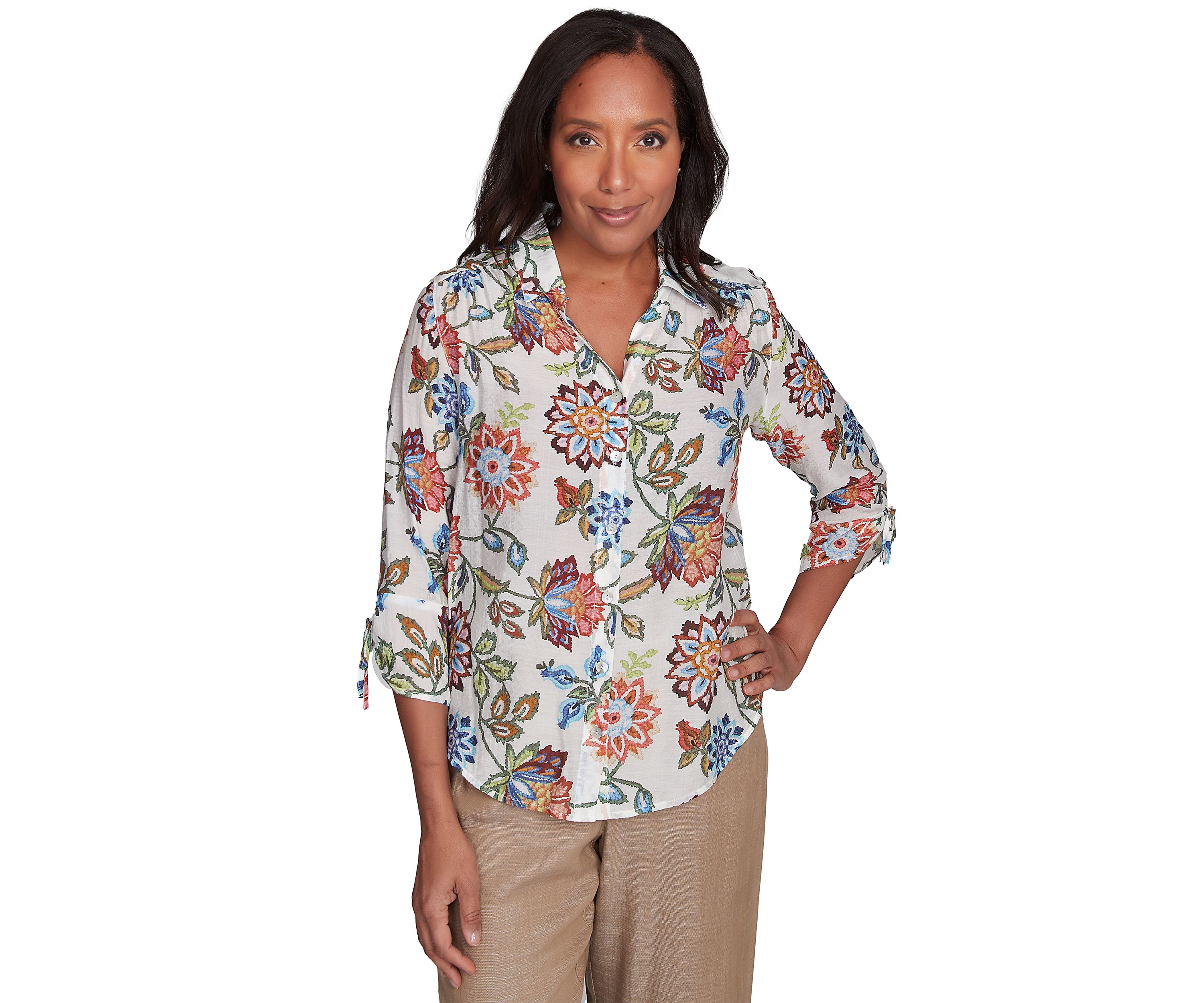 Petite Summer Solstice Batik Floral Printed Top