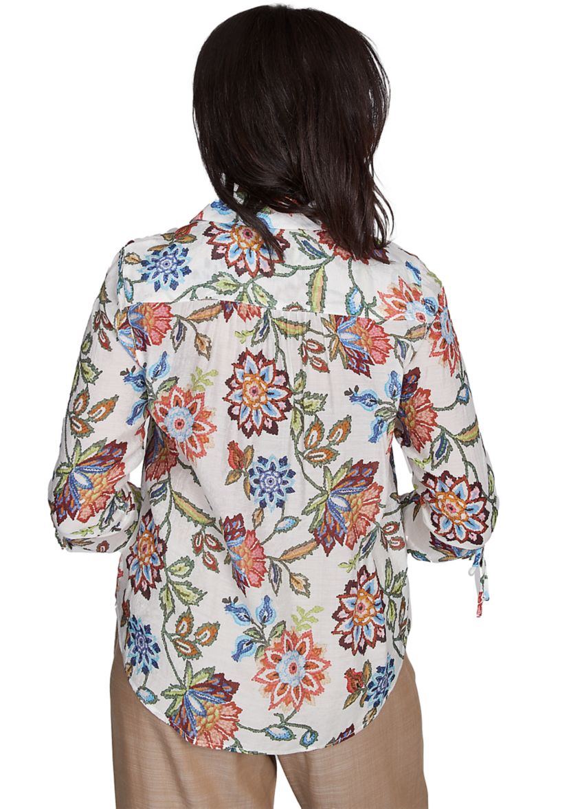 Petite Summer Solstice Batik Floral Printed Top
