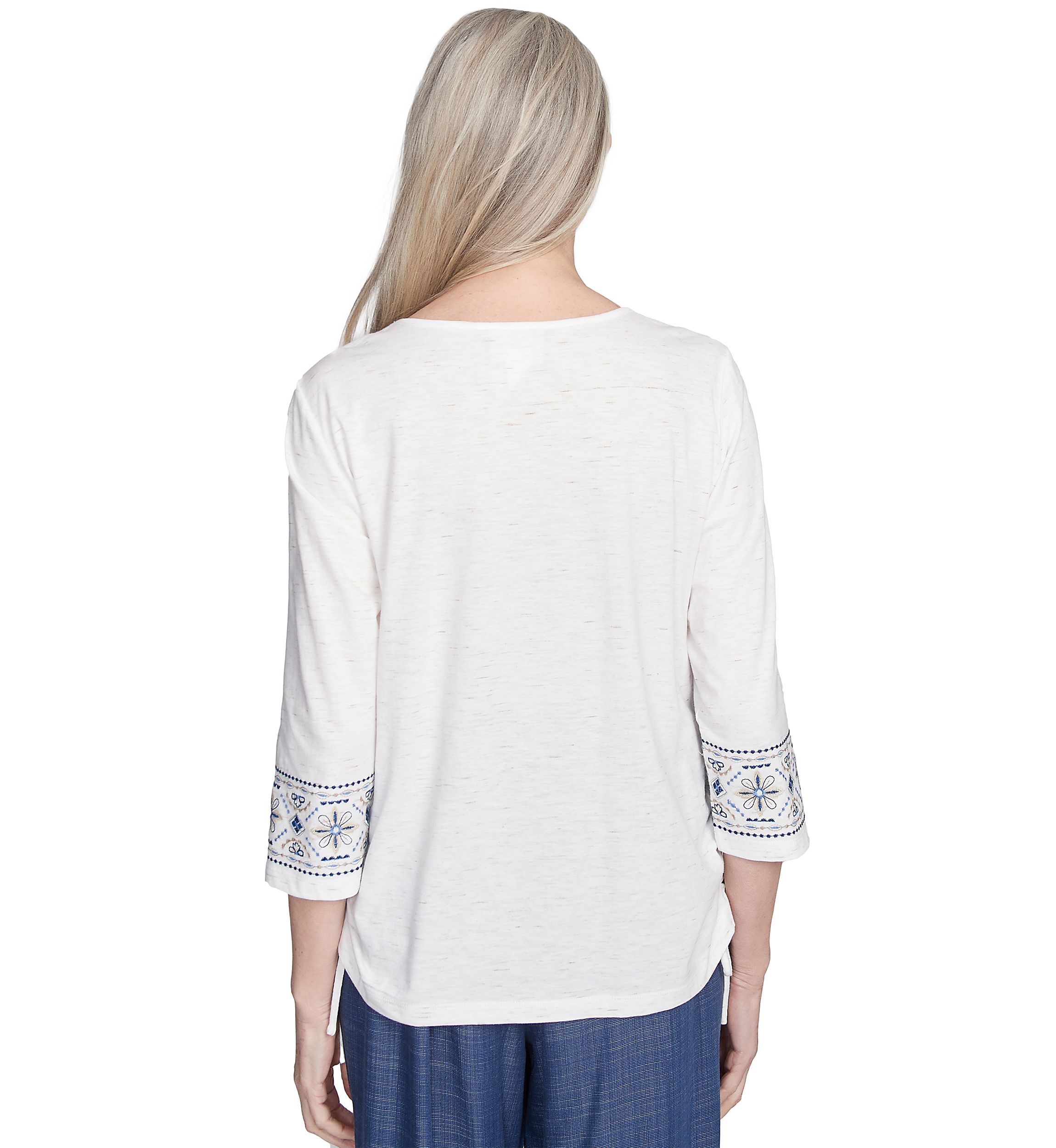 Petite Summer Solstice Embroidered Linear Yoke Top 