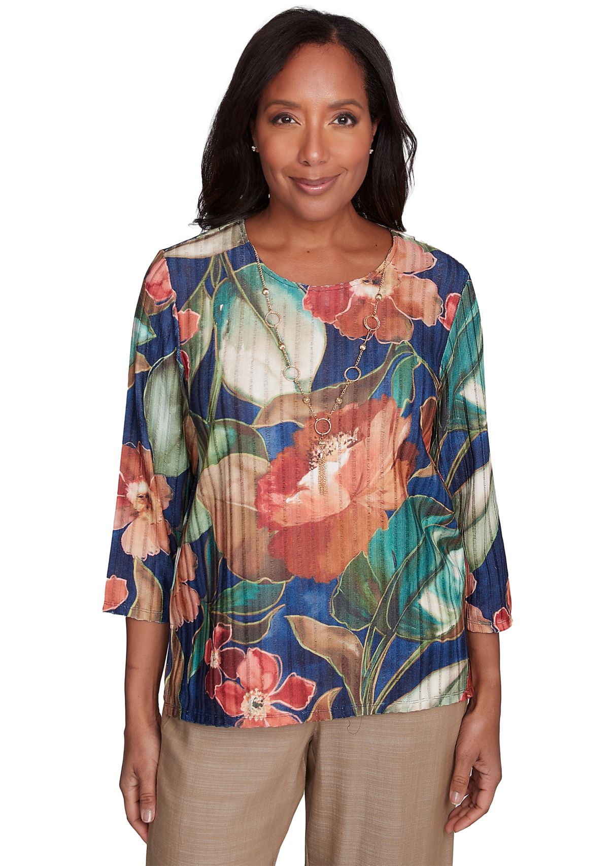 Petite Summer Solstice Drama Floral Top
