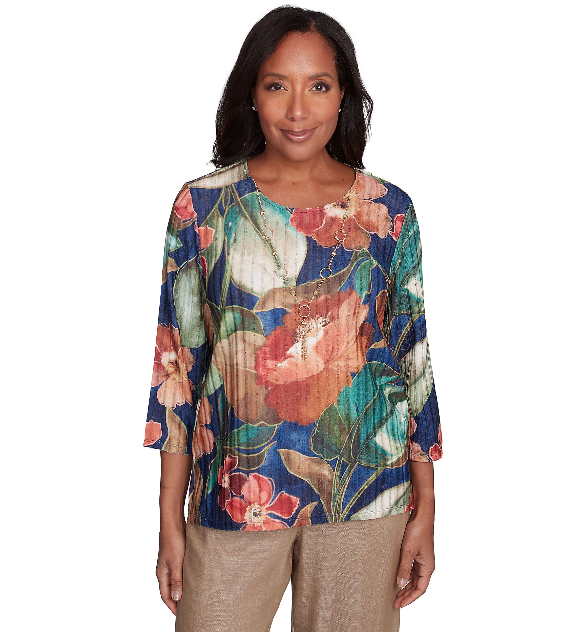 Petite Summer Solstice Drama Floral Top
