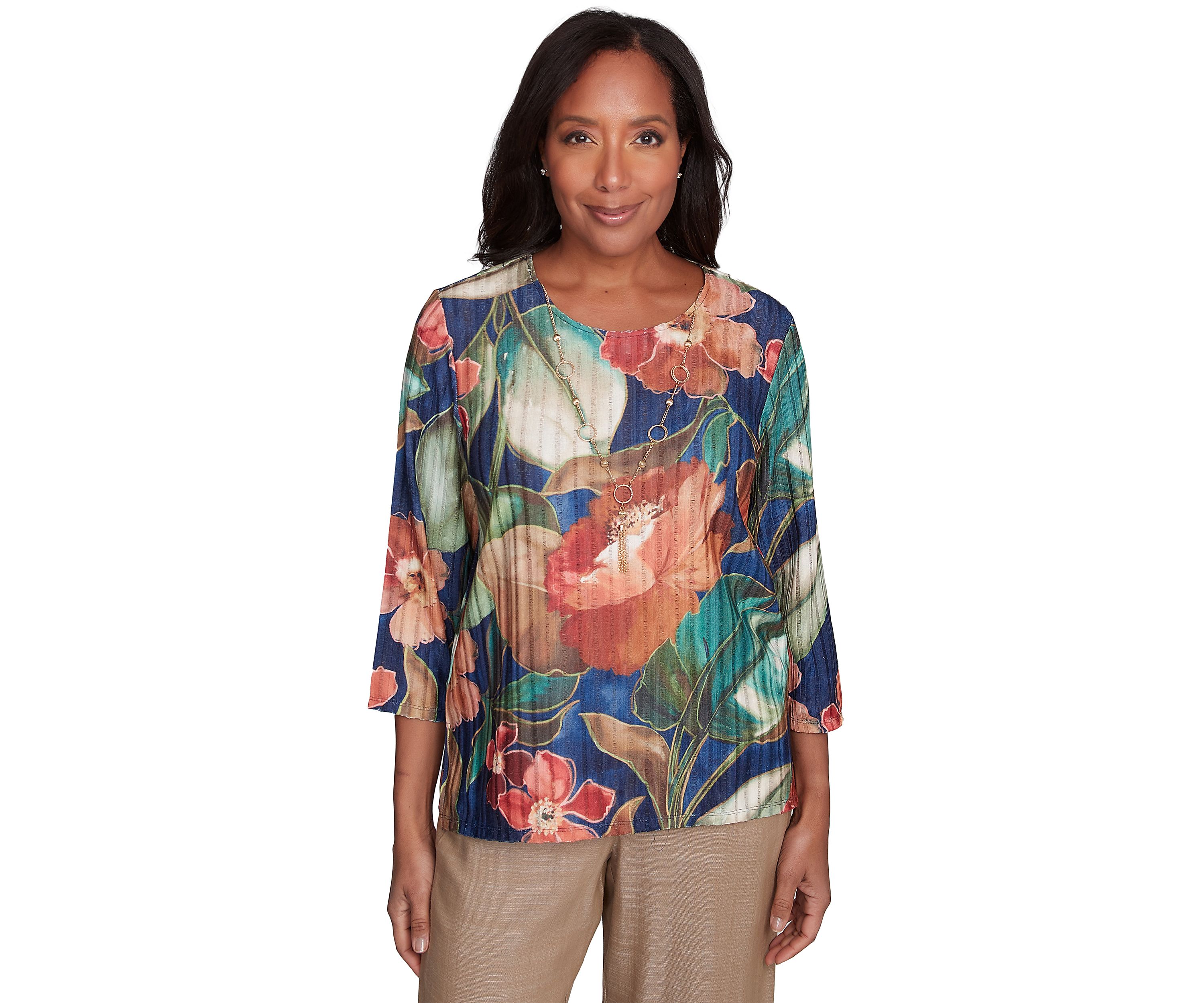 Petite Summer Solstice Drama Floral Top