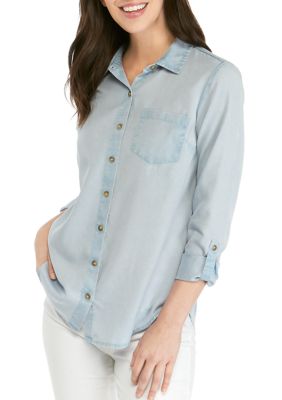 gray button down shirt women's